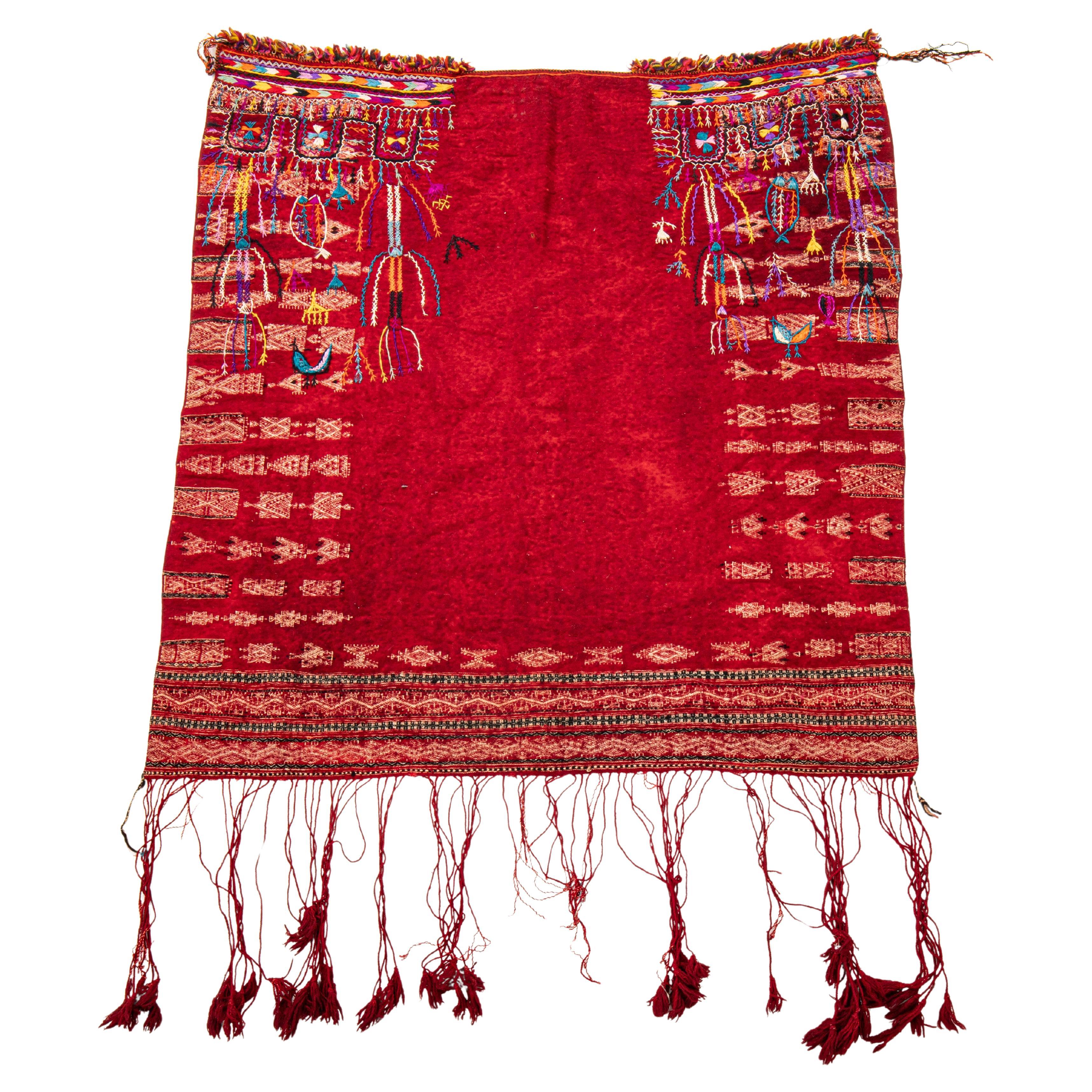 Tunisian Wool Wedding Shawl, Early 20th C.
