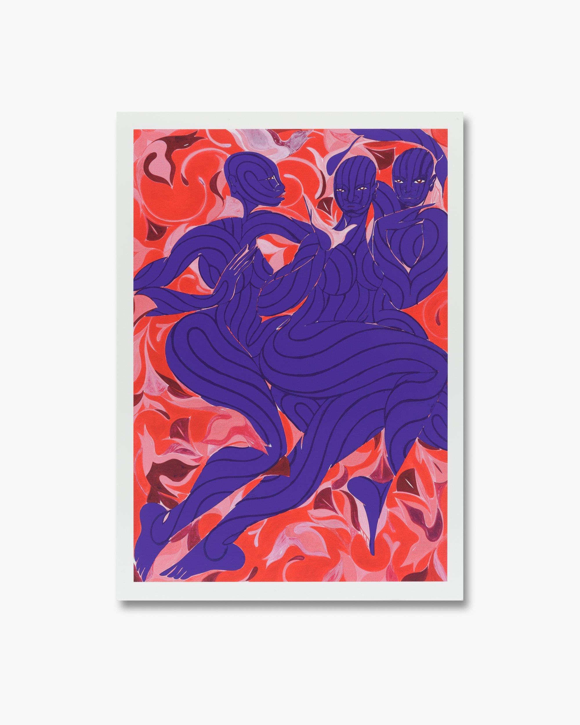 Tunji Adeniyi-Jones Figurative Print – Signierter und nummerierter Siebdruck „Violet Dance“