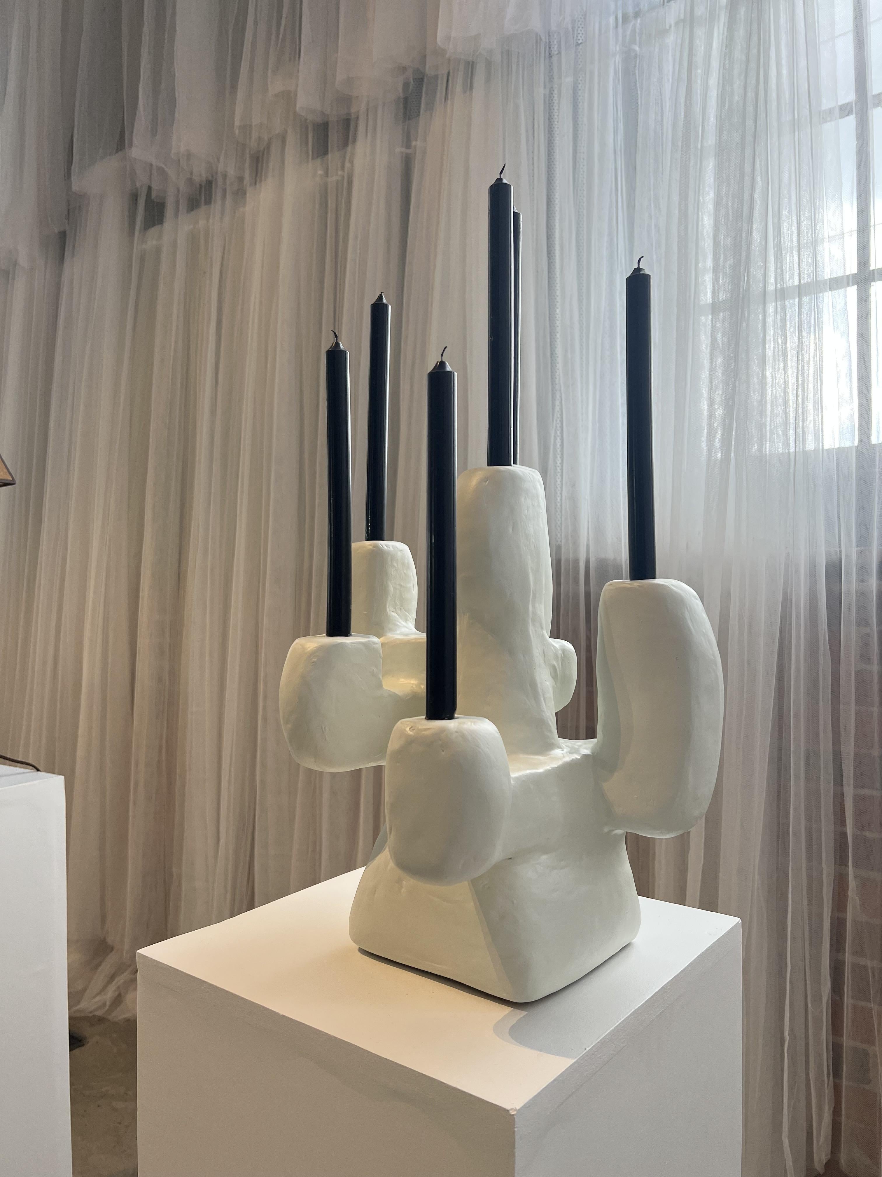 American Tunnel Candelabra in Gypsum & Fiberglass by Brent Warr Studios For Sale
