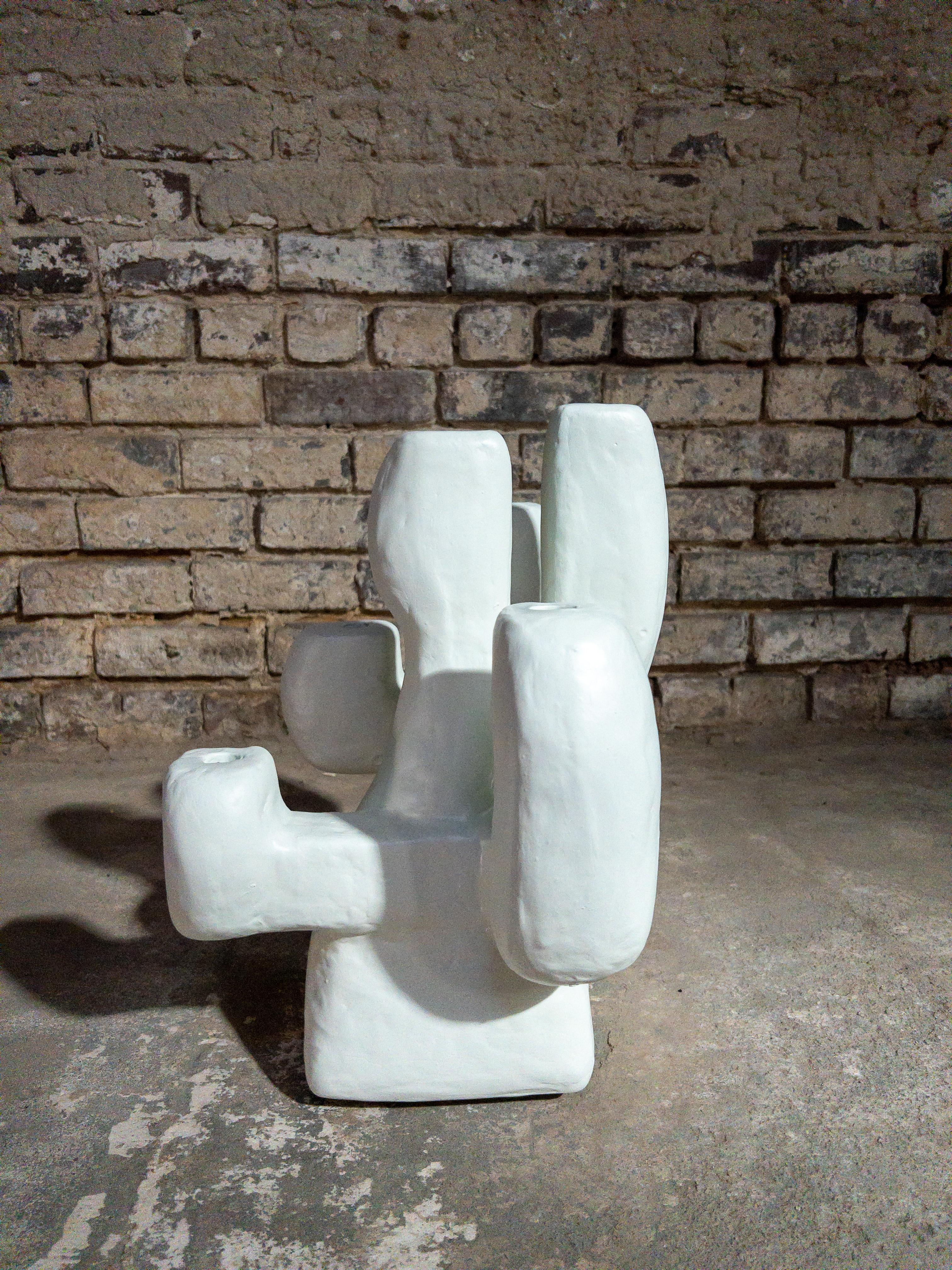 Tunnel Candelabra in Gypsum & Fiberglass by Brent Warr Studios In New Condition For Sale In Bainbridge, GA