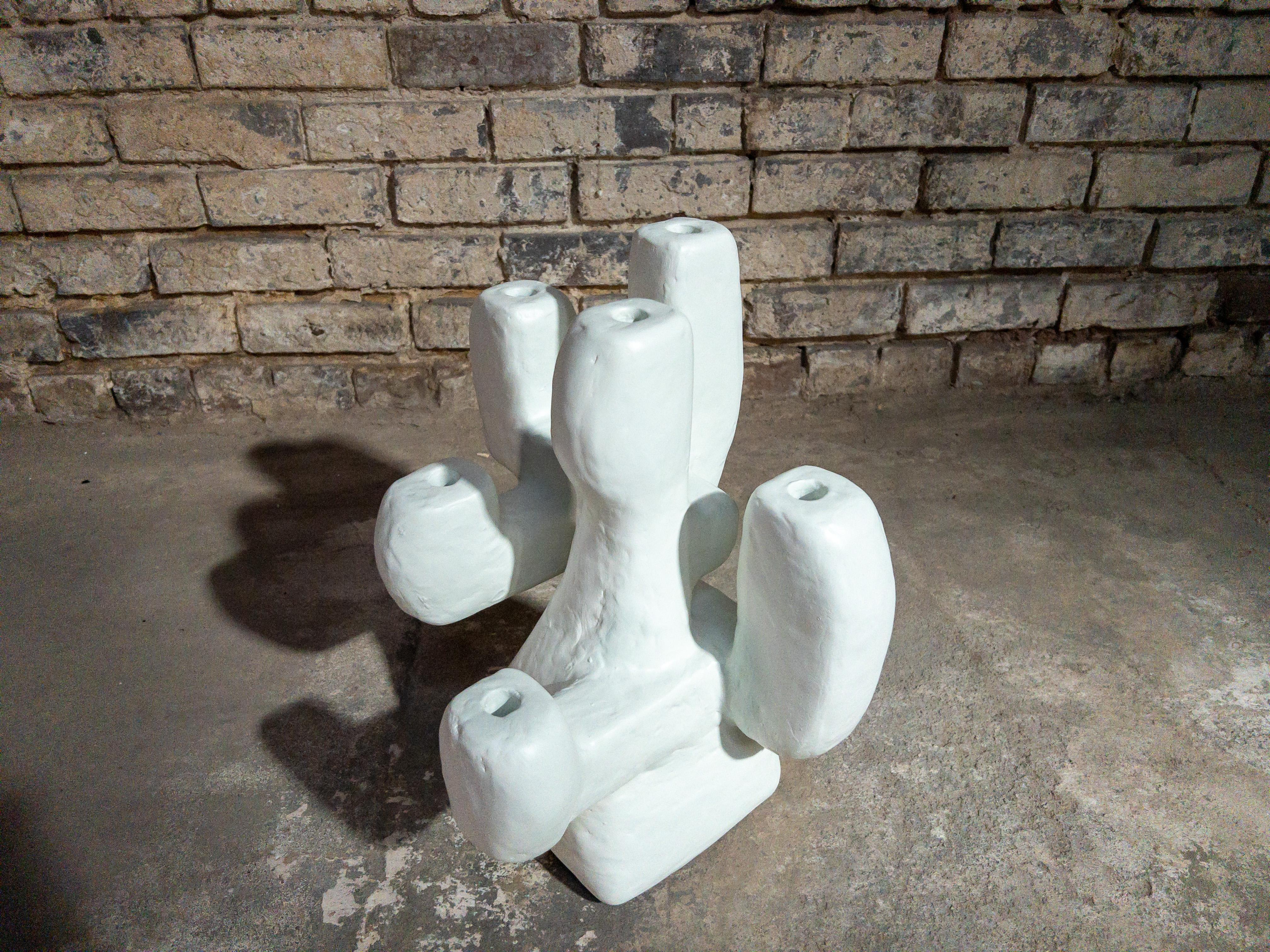 Contemporary Tunnel Candelabra in Gypsum & Fiberglass by Brent Warr Studios For Sale