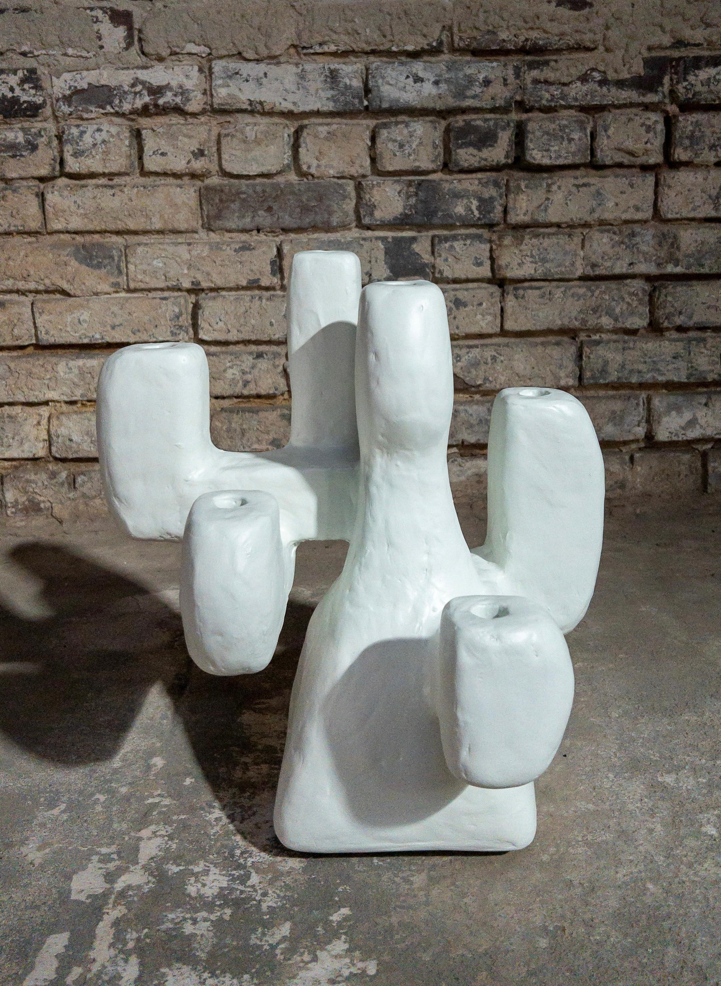 Epoxy Resin Tunnel Candelabra in Gypsum & Fiberglass by Brent Warr Studios For Sale