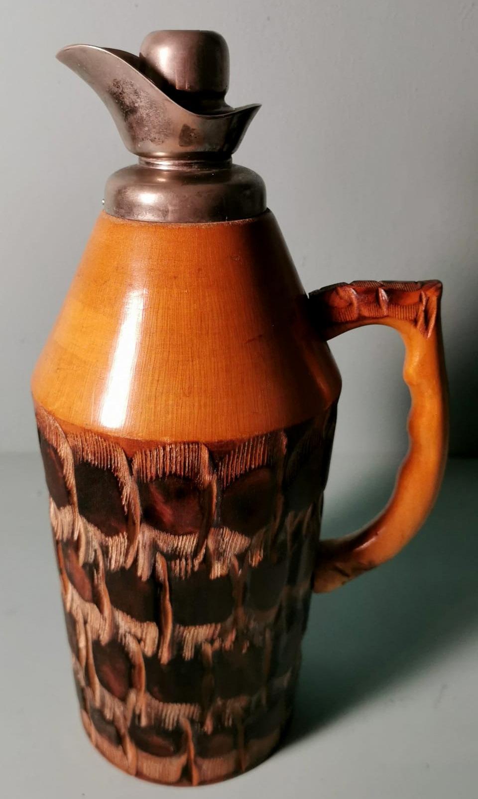 Tura Aldo for Macabo Pair of Italian Thermal Jugs in Bamboo and Metal For Sale 5