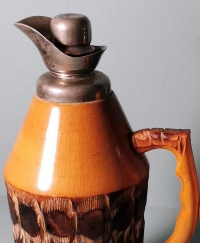 Tura Aldo for Macabo Pair of Italian Thermal Jugs in Bamboo and Metal For Sale 7