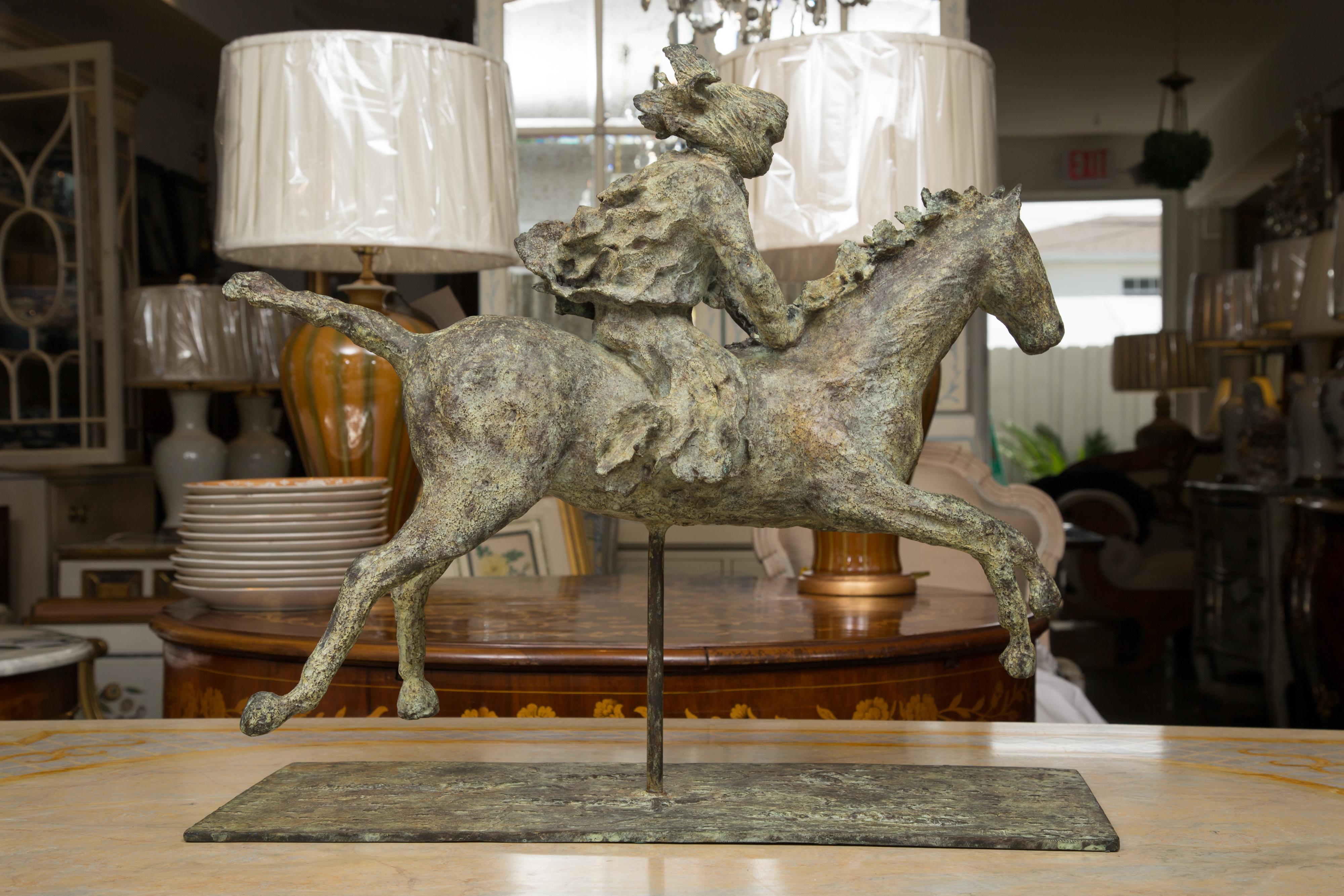 Turaeg Riding Horse on Metal Stand by Sculptor Lara 12
