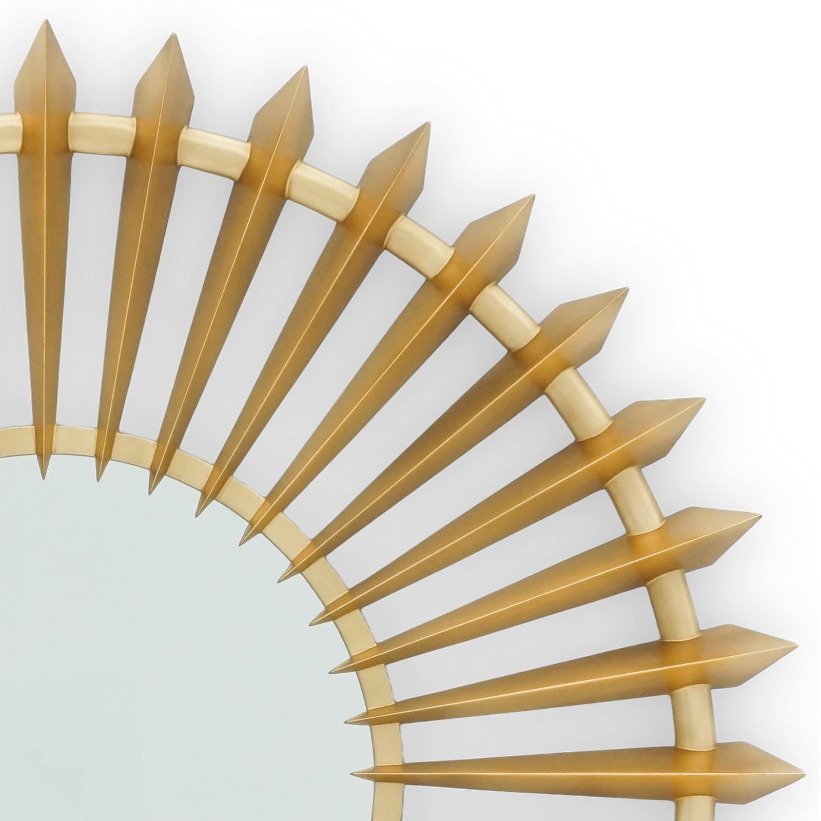 Turbine Gold Mirror in Solid Mahogany Wood In New Condition For Sale In Paris, FR