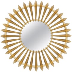 Turbine Gold Mirror in Solid Mahogany Wood