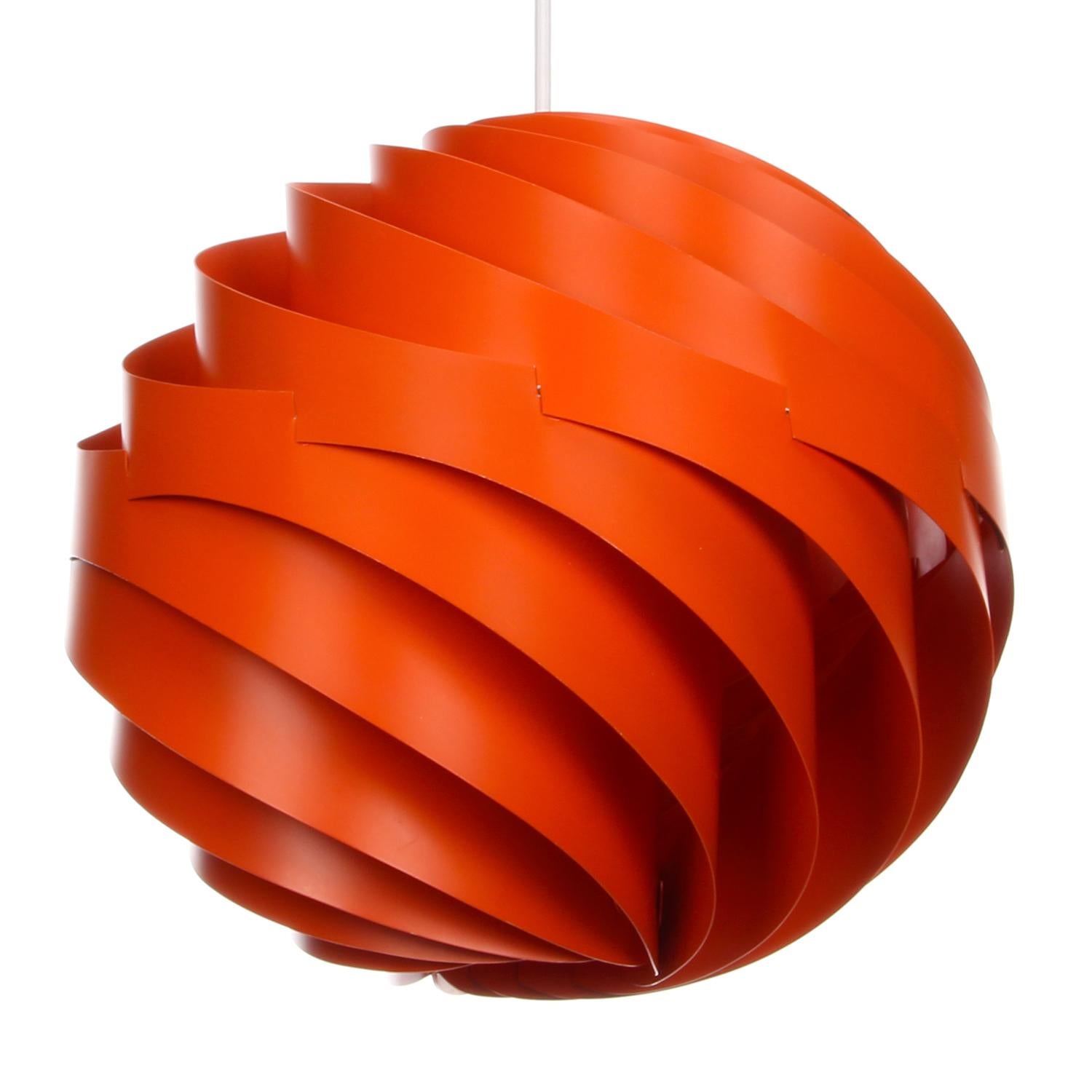 Turbo Orange Pendant by Louis Weisdorf for Lyfa in 1965, Vintage Edition (Skandinavische Moderne)