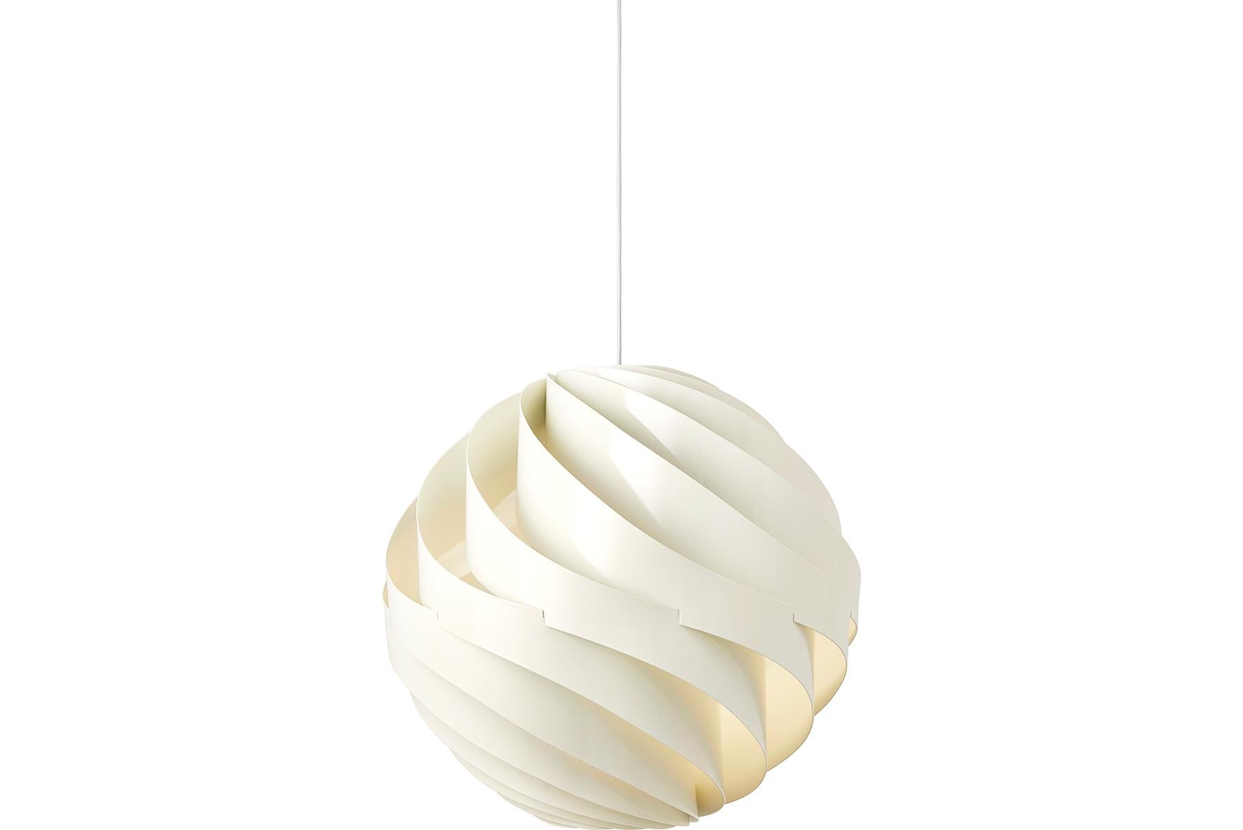Turbo Pendant Lamp, Large, White, Alabaster White Glossy For Sale 1