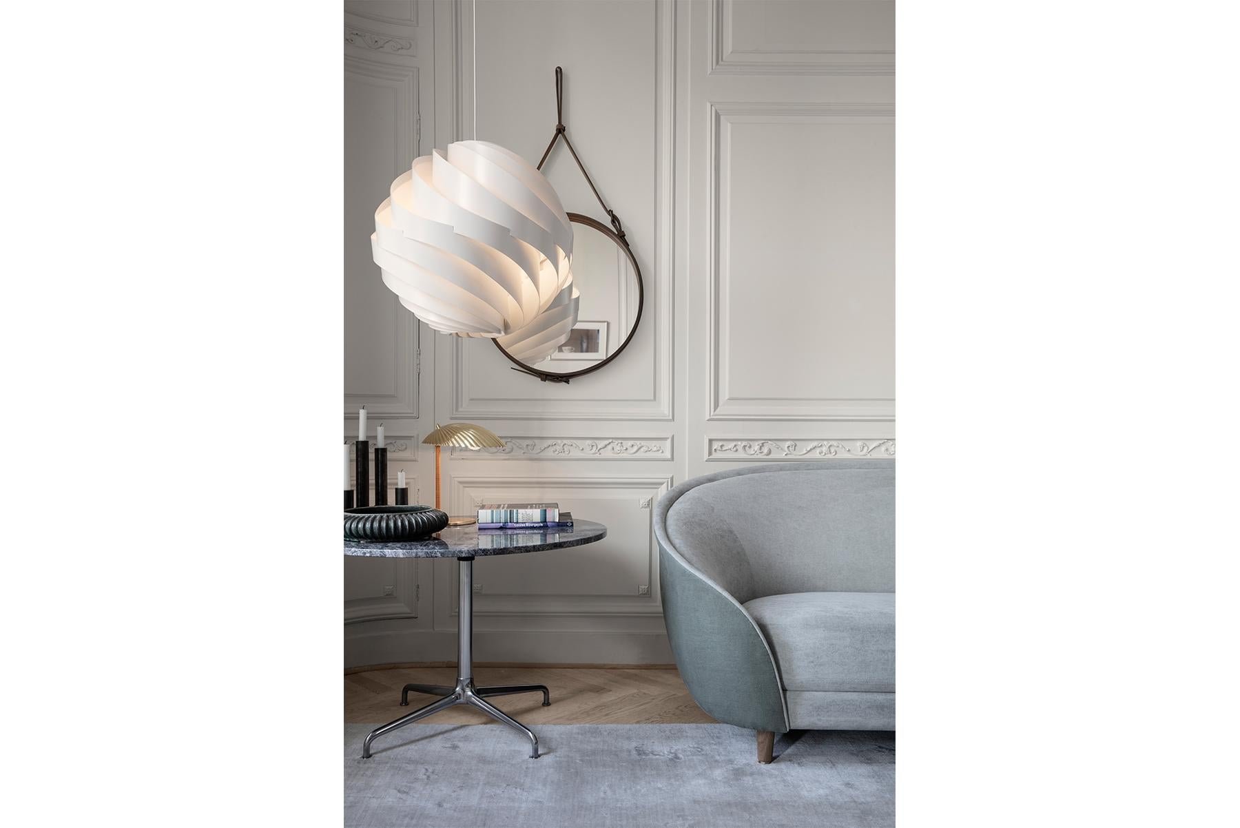 Turbo Pendant Lamp, Large, White, Alabaster White Glossy For Sale 2