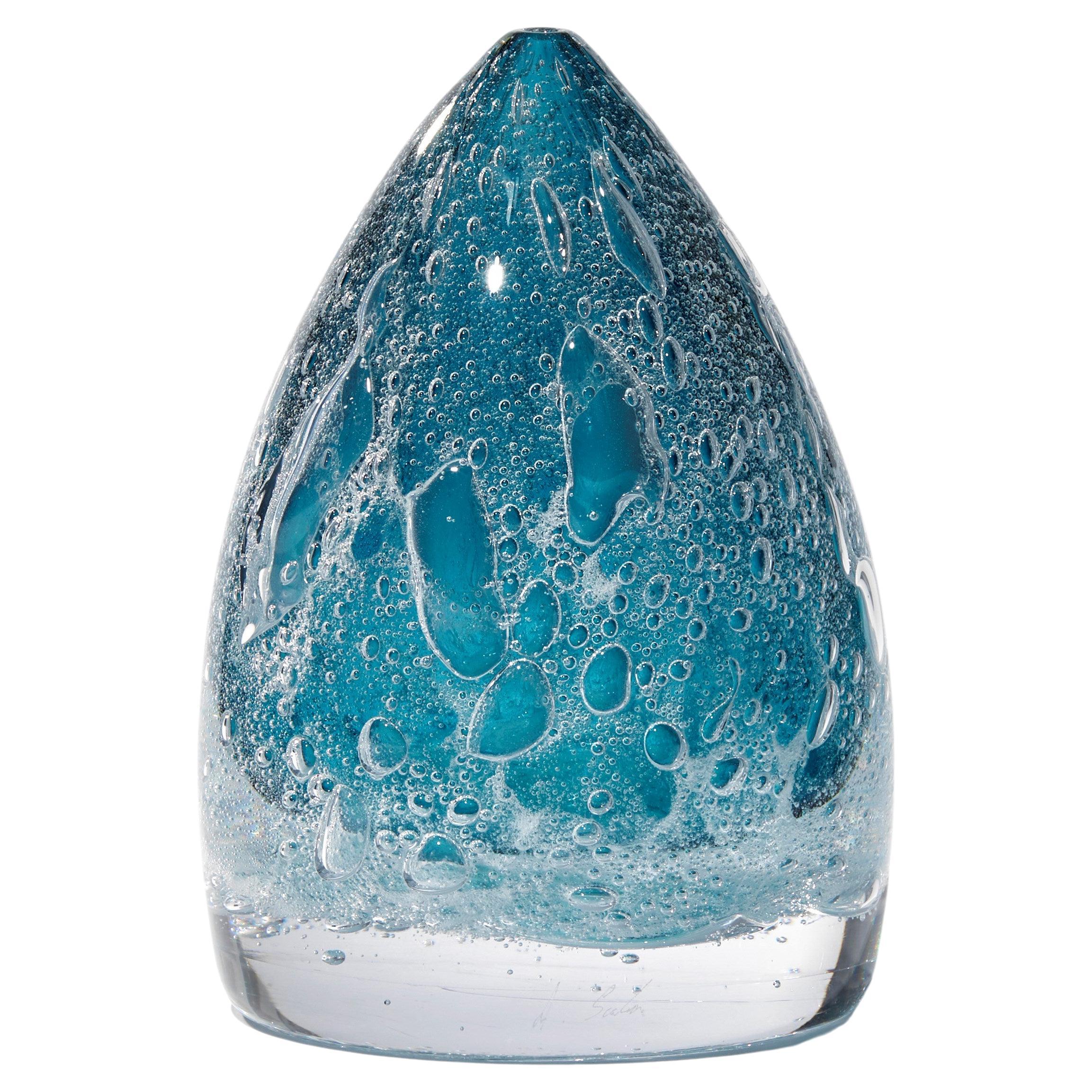 Turbulence in Aqua, A Deep Turquoise Glass Sculpture / Vessel by Anthony Scala