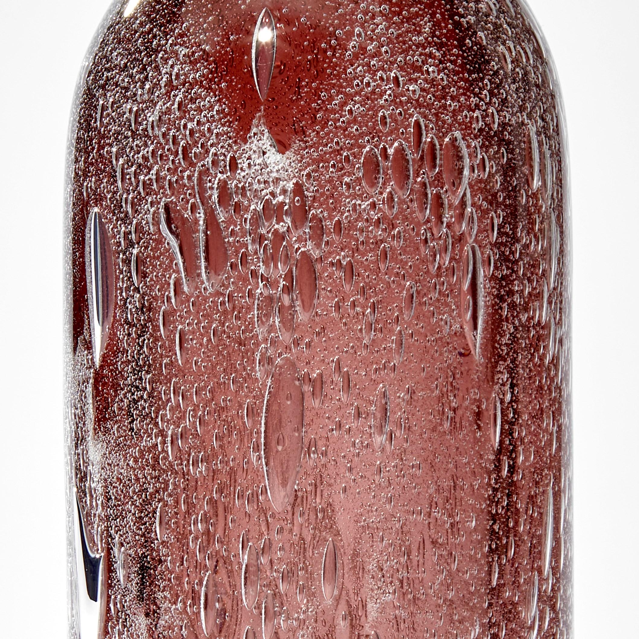 Organic Modern Turbulence in Aubergine, a Bubbly Glass Sculpture / Vessel by Anthony Scala For Sale