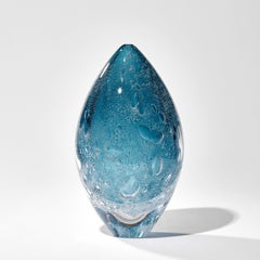 Turbulence in Steel Blue, a Rich Blue Glass Sculpture / Vessel by Anthony Scala