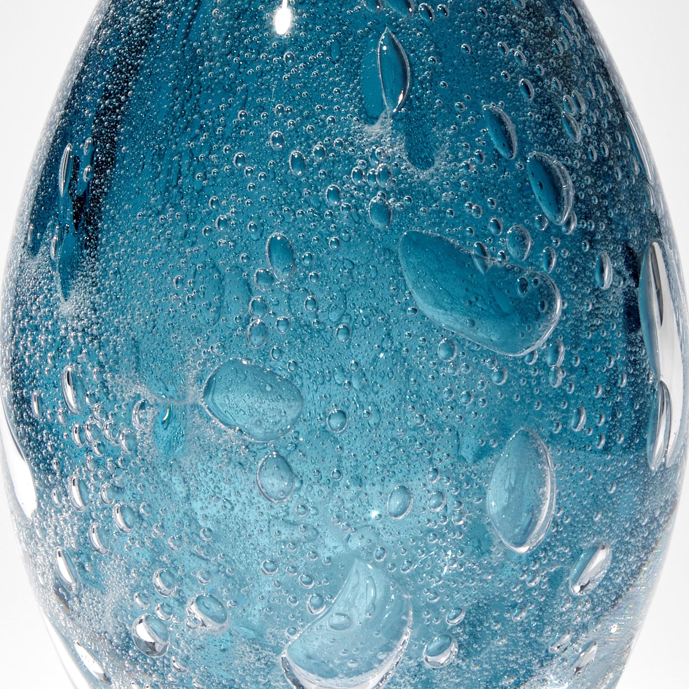 Organic Modern Turbulence in Steel Blue, a Rich Blue Glass Sculpture / Vessel by Anthony Scala