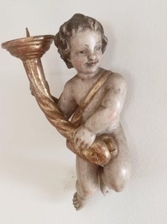 Antique Polychromed Wall Candle Holder Italy 19th Century