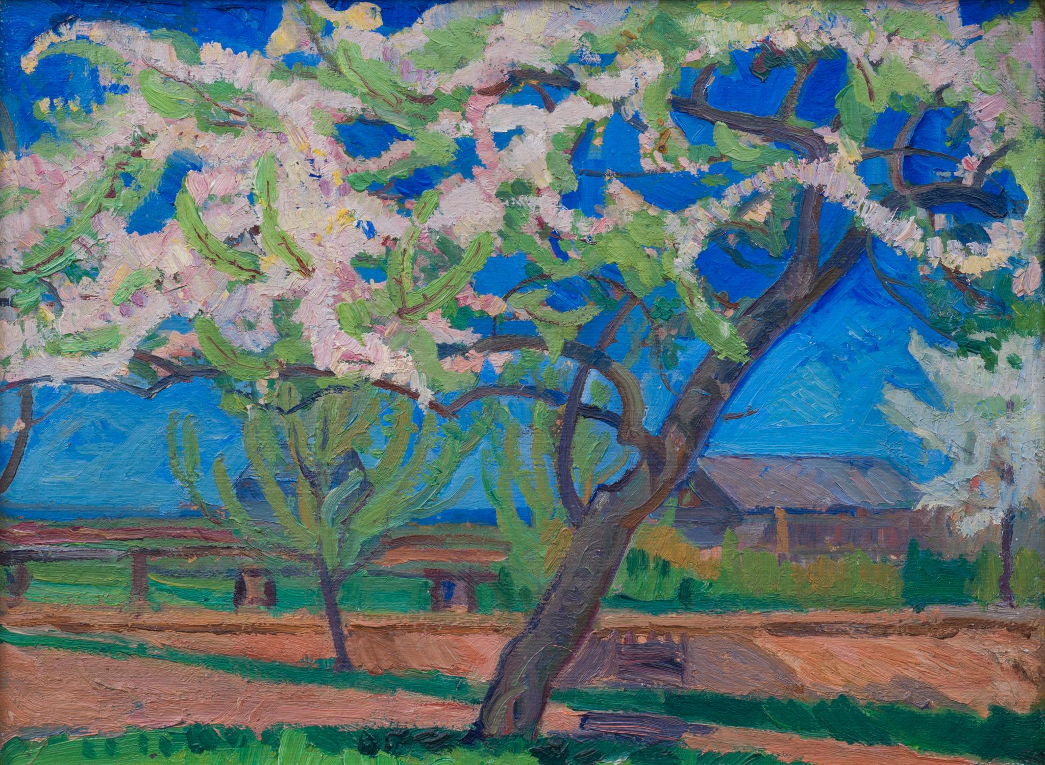 Un frutal en flor, pintura única de doble cara de Ture Ander en venta 3