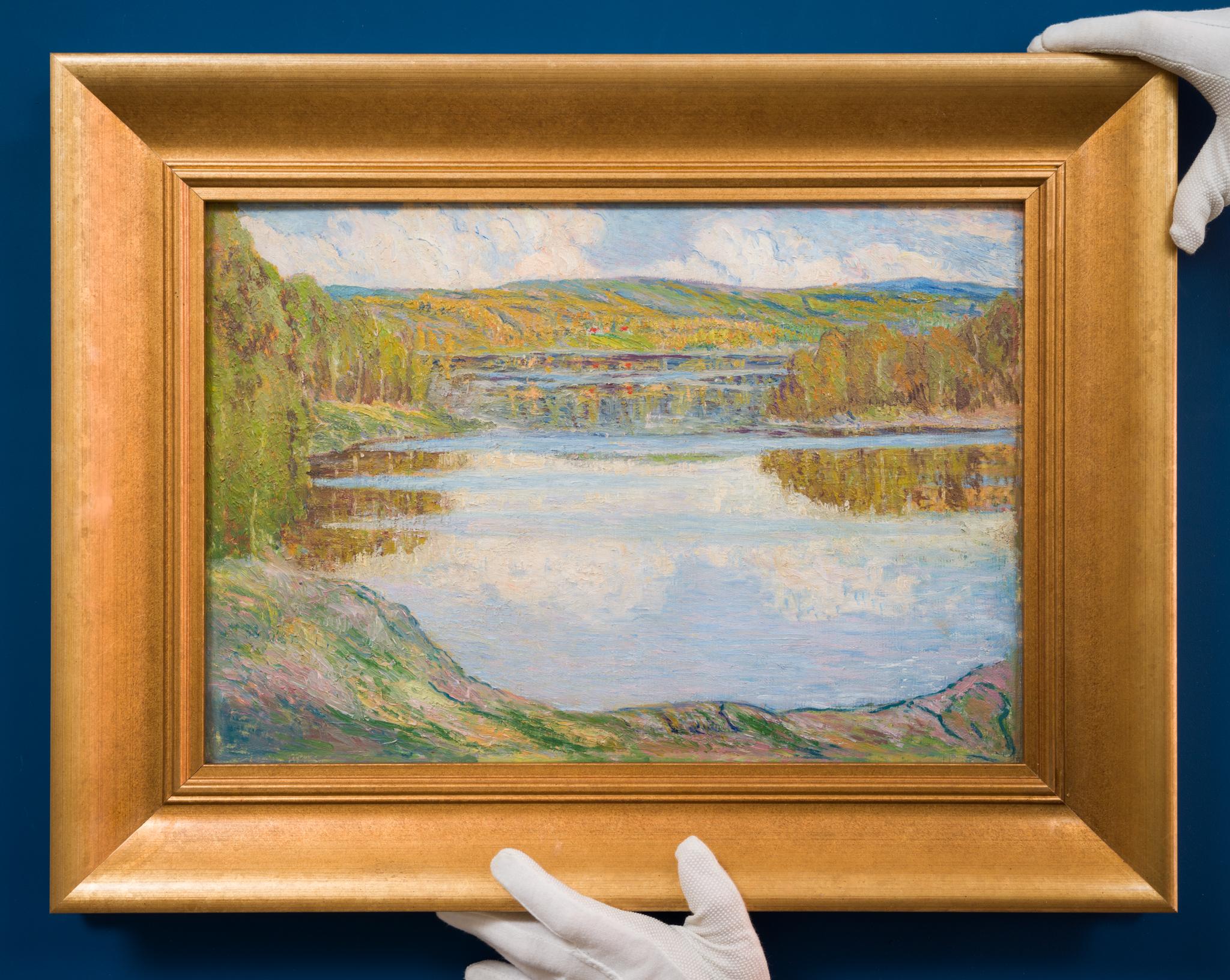 Riflessioni in riva al lago, Värmland dell'artista del Gruppo Racken Ture Ander in vendita 1