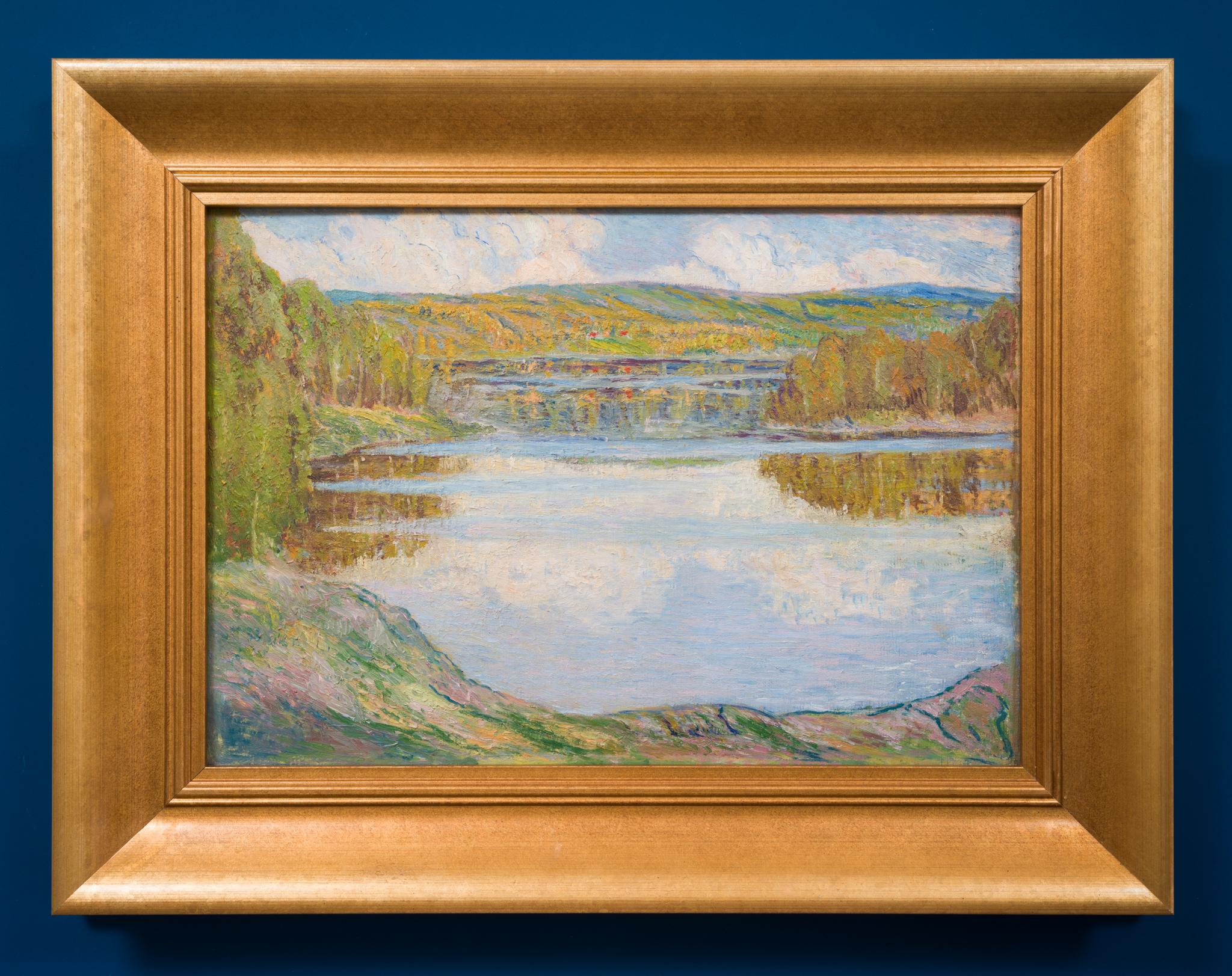 Riflessioni in riva al lago, Värmland dell'artista del Gruppo Racken Ture Ander in vendita 3