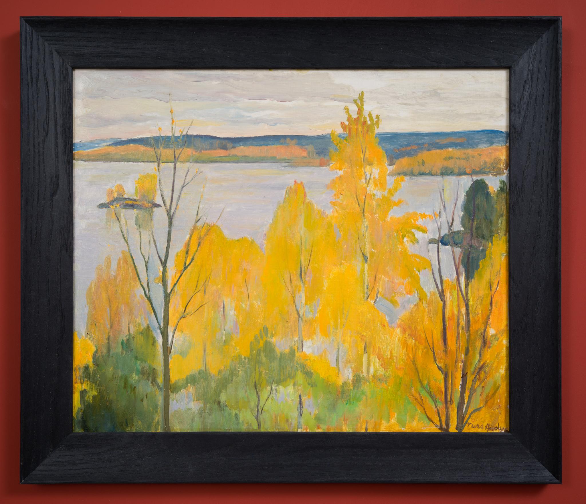 The Racken Group Artist Ture Anders Painting Autumn at Lake Racken, From 1951 For Sale 2