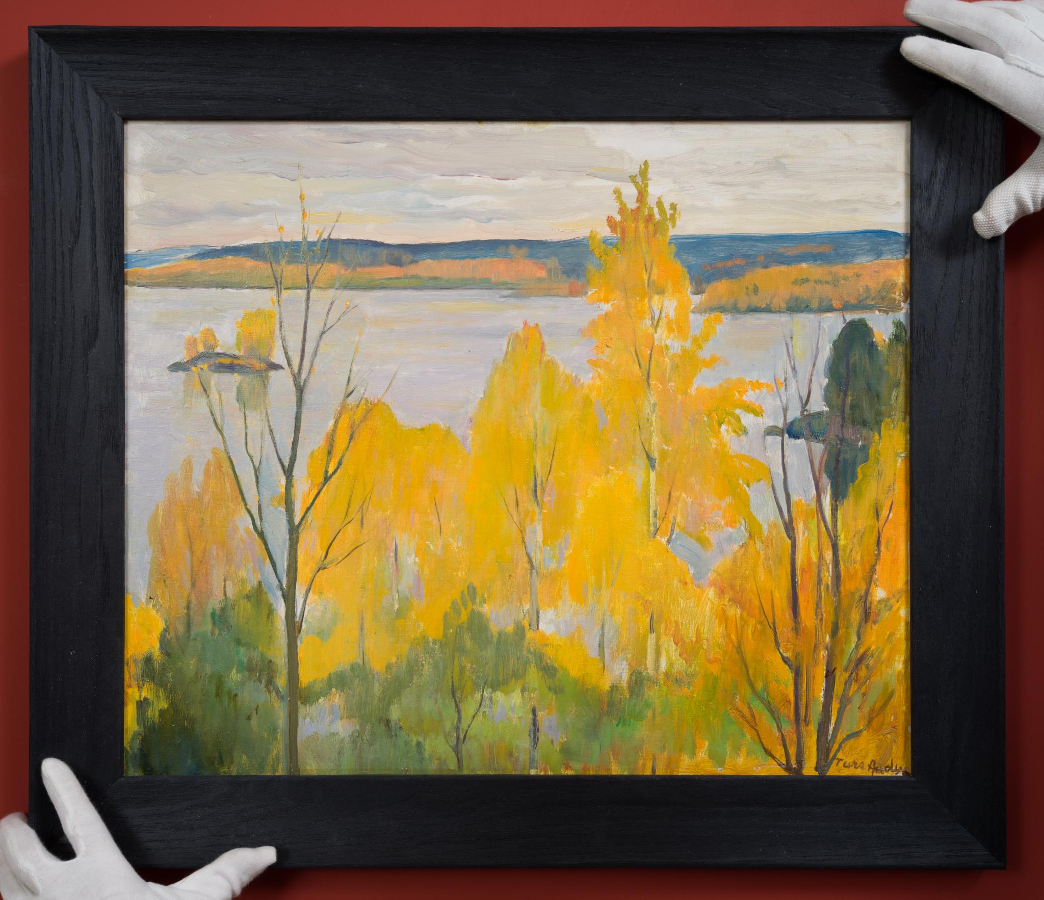 The Racken Group Artist Ture Anders Painting Autumn at Lake Racken, From 1951 For Sale 3
