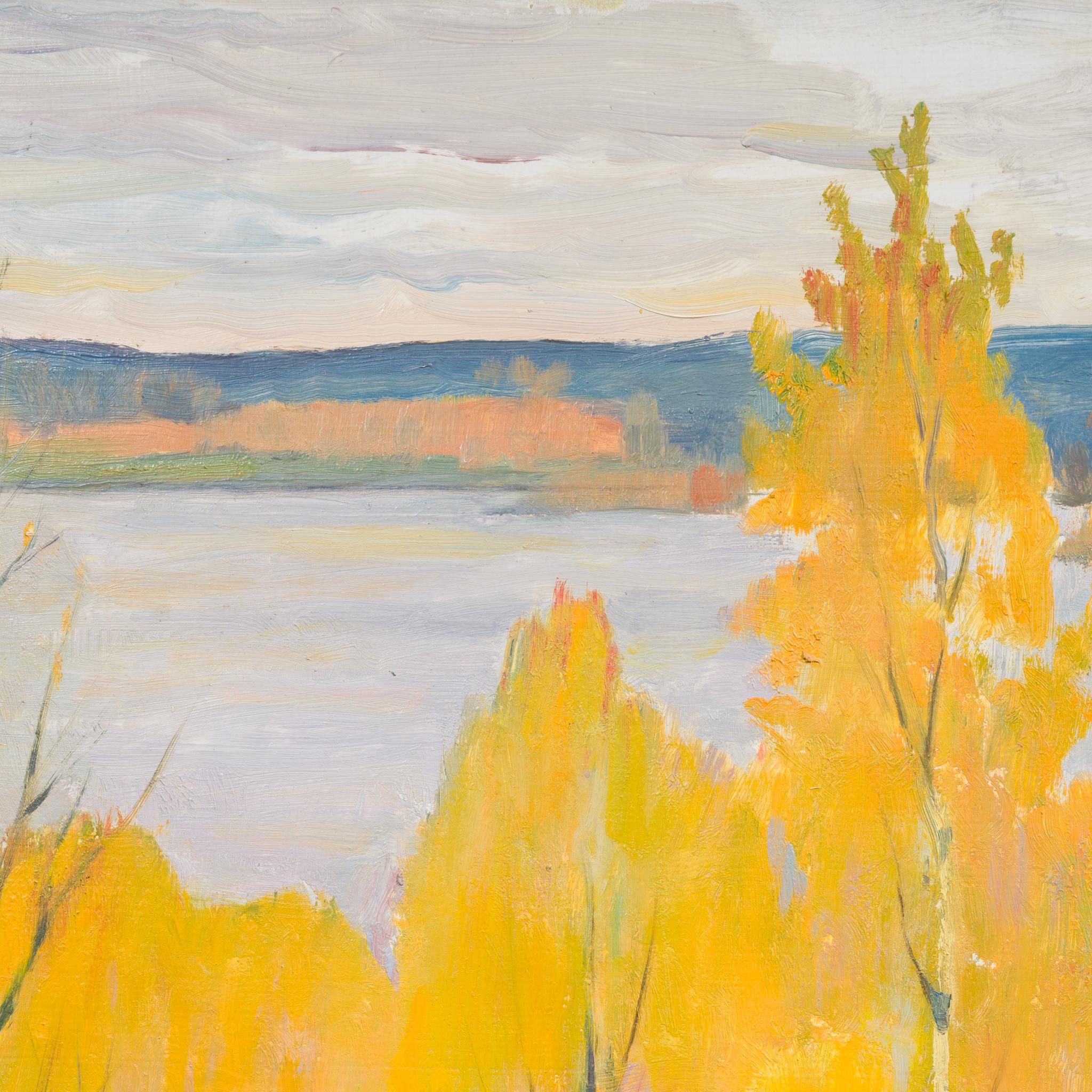 The Racken Group Artist Ture Anders Painting Autumn at Lake Racken, From 1951 For Sale 4