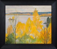 Retro The Racken Group Artist Ture Anders Painting Autumn at Lake Racken, From 1951