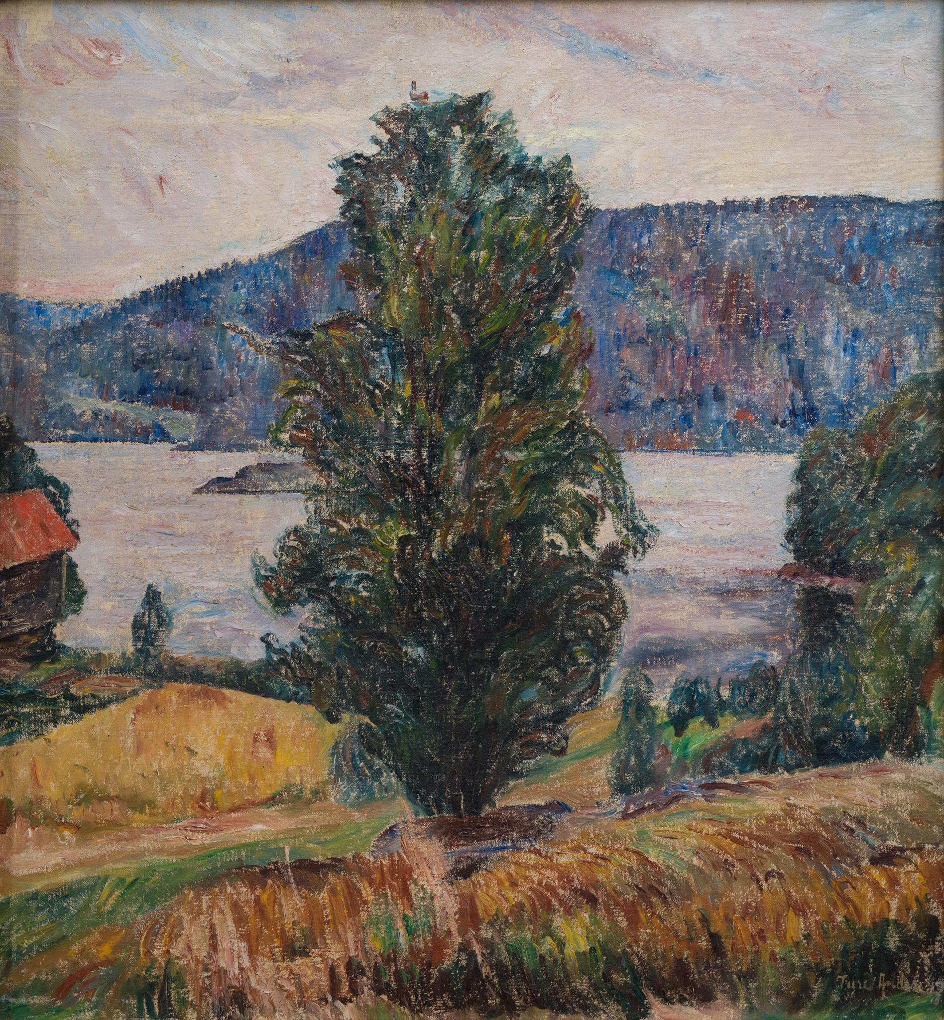 L'albero sul lago, Värmland, dell'artista del Gruppo Racken Ture Ander in vendita 1