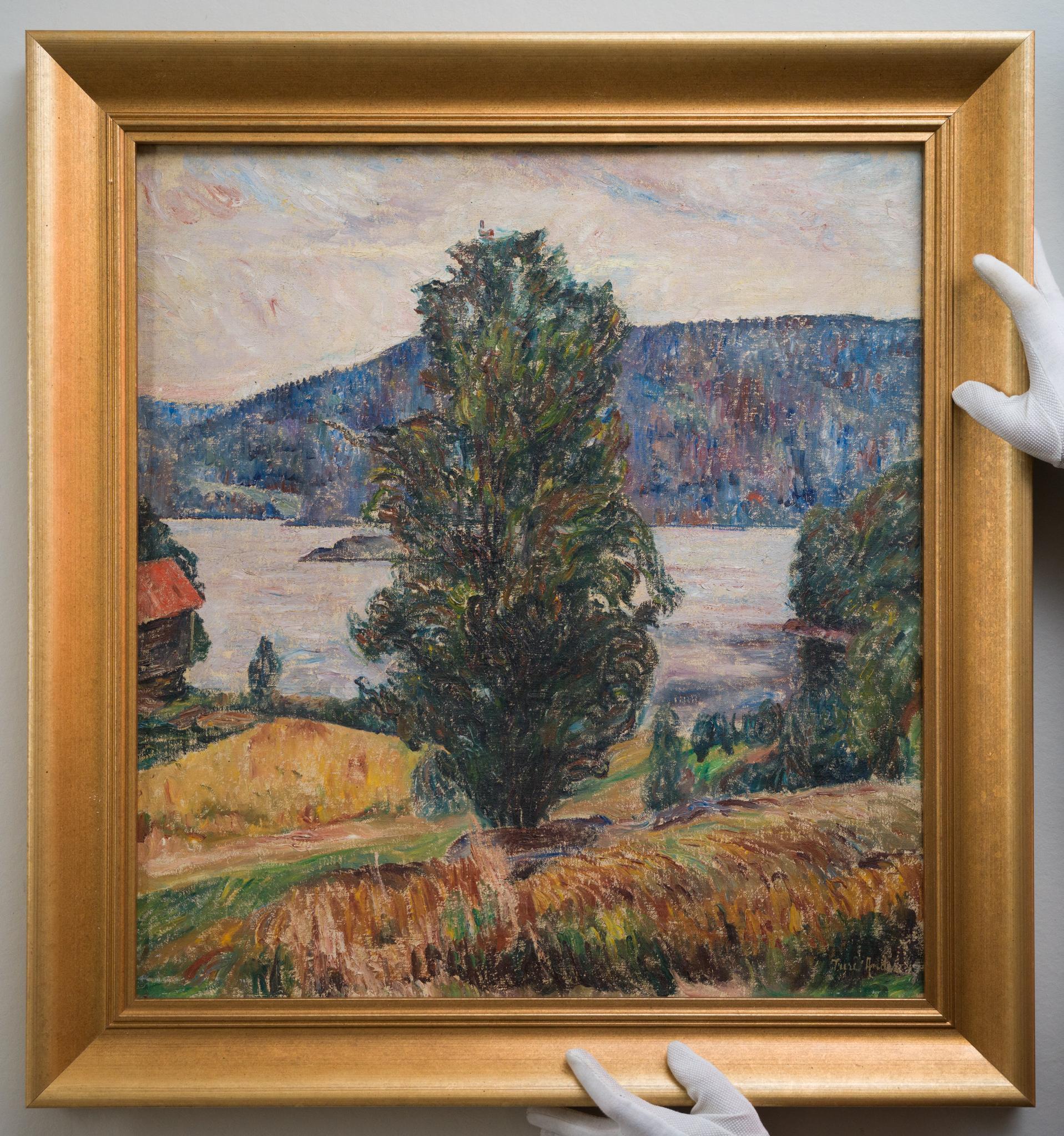 L'albero sul lago, Värmland, dell'artista del Gruppo Racken Ture Ander in vendita 2