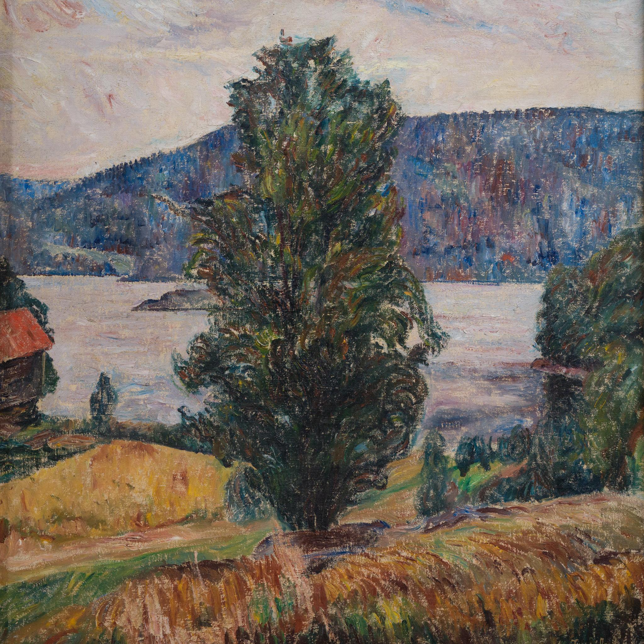 L'albero sul lago, Värmland, dell'artista del Gruppo Racken Ture Ander in vendita 4