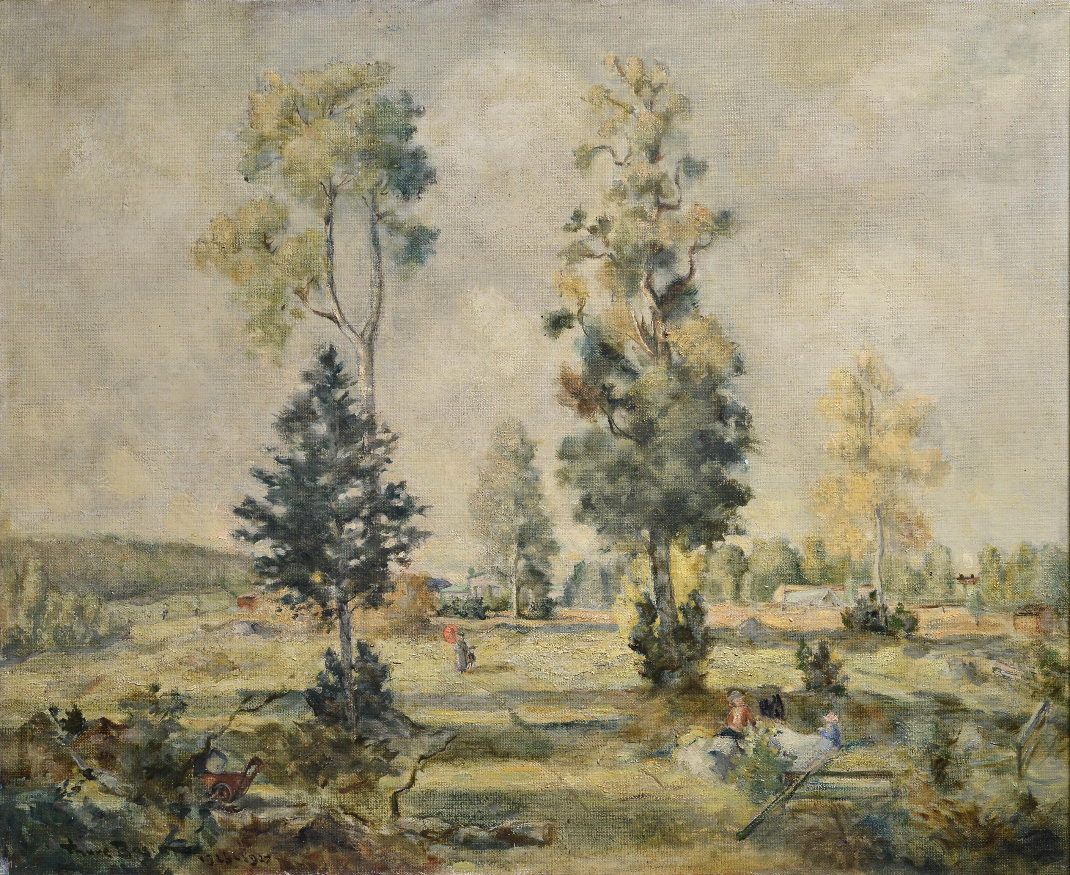 Peinture à l'huile de l'artiste suédois « Serene Day at a Country Manor Landscape 1927 » - Painting de Ture Axelsson Bosin