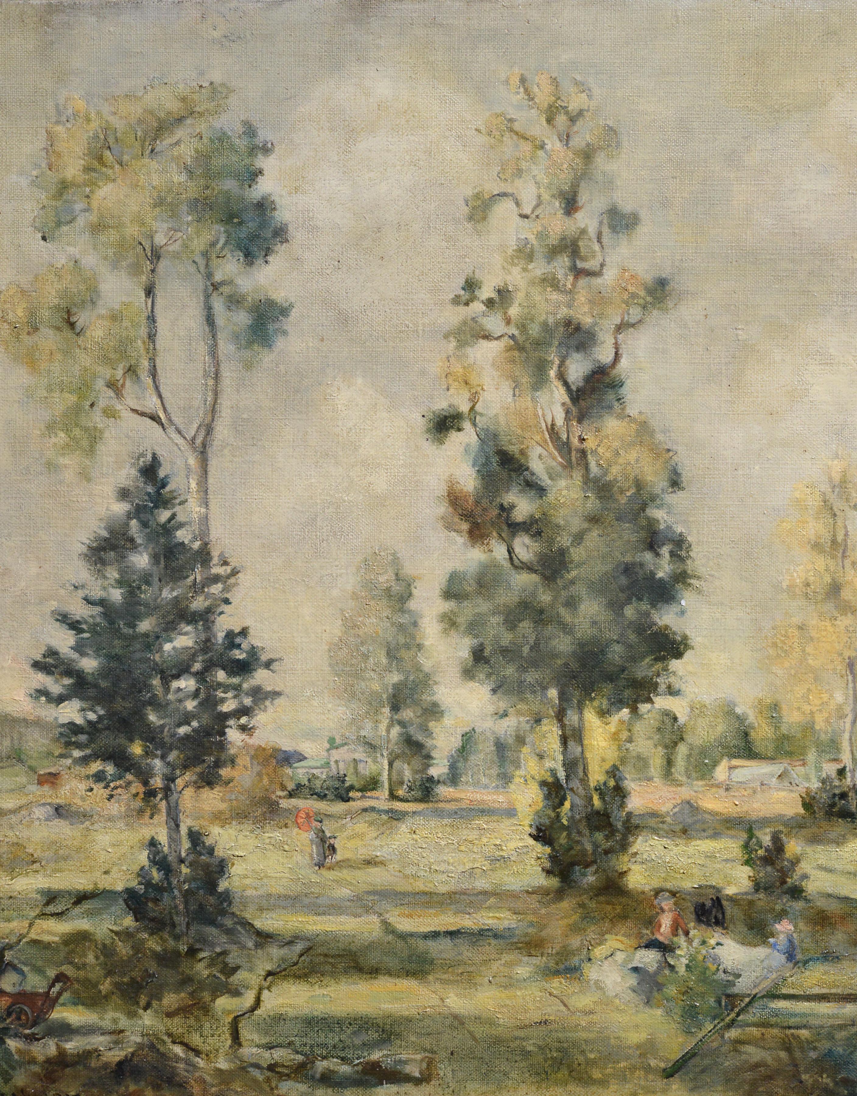 Peinture à l'huile de l'artiste suédois « Serene Day at a Country Manor Landscape 1927 » - Impressionnisme Painting par Ture Axelsson Bosin