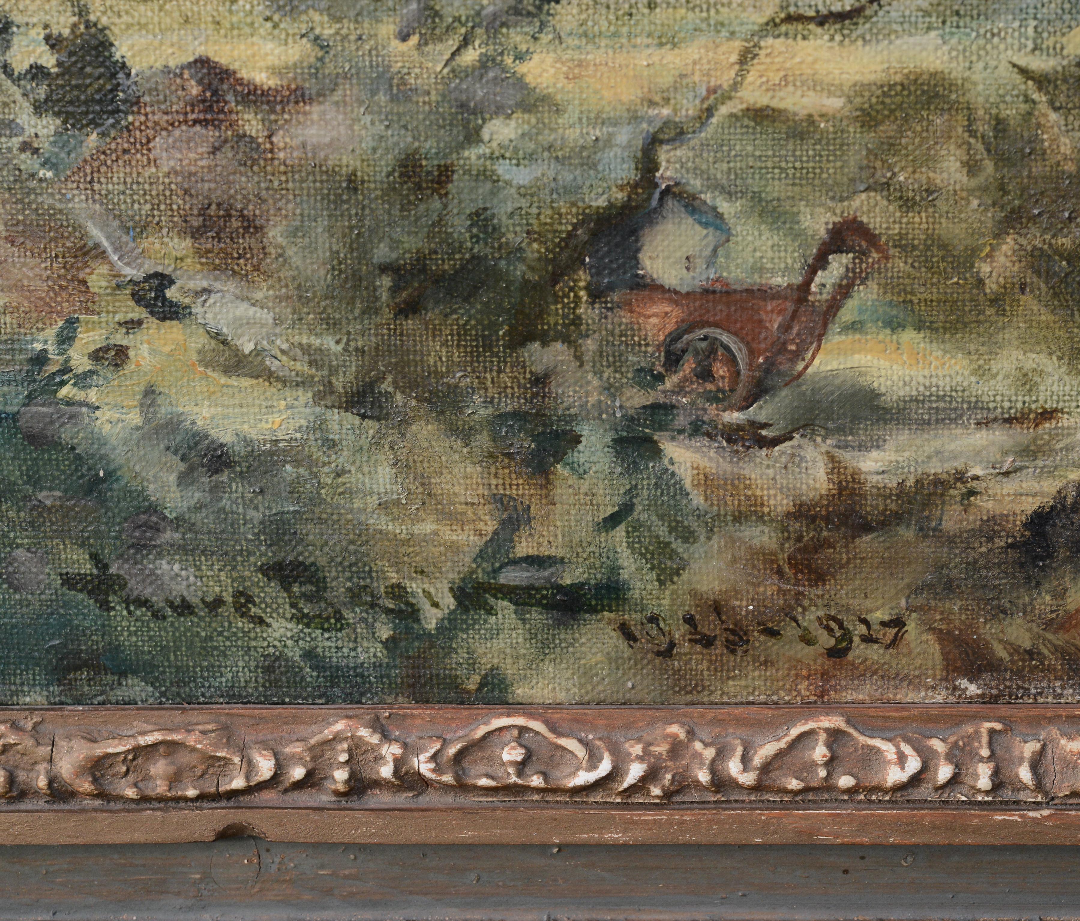Giornata serena in una villa di campagna Paesaggio 1927 Pittura ad olio di un artista svedese 1