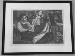 Ture Bengtz "Escena familiar" Litografía original firmada a lápiz C.1940