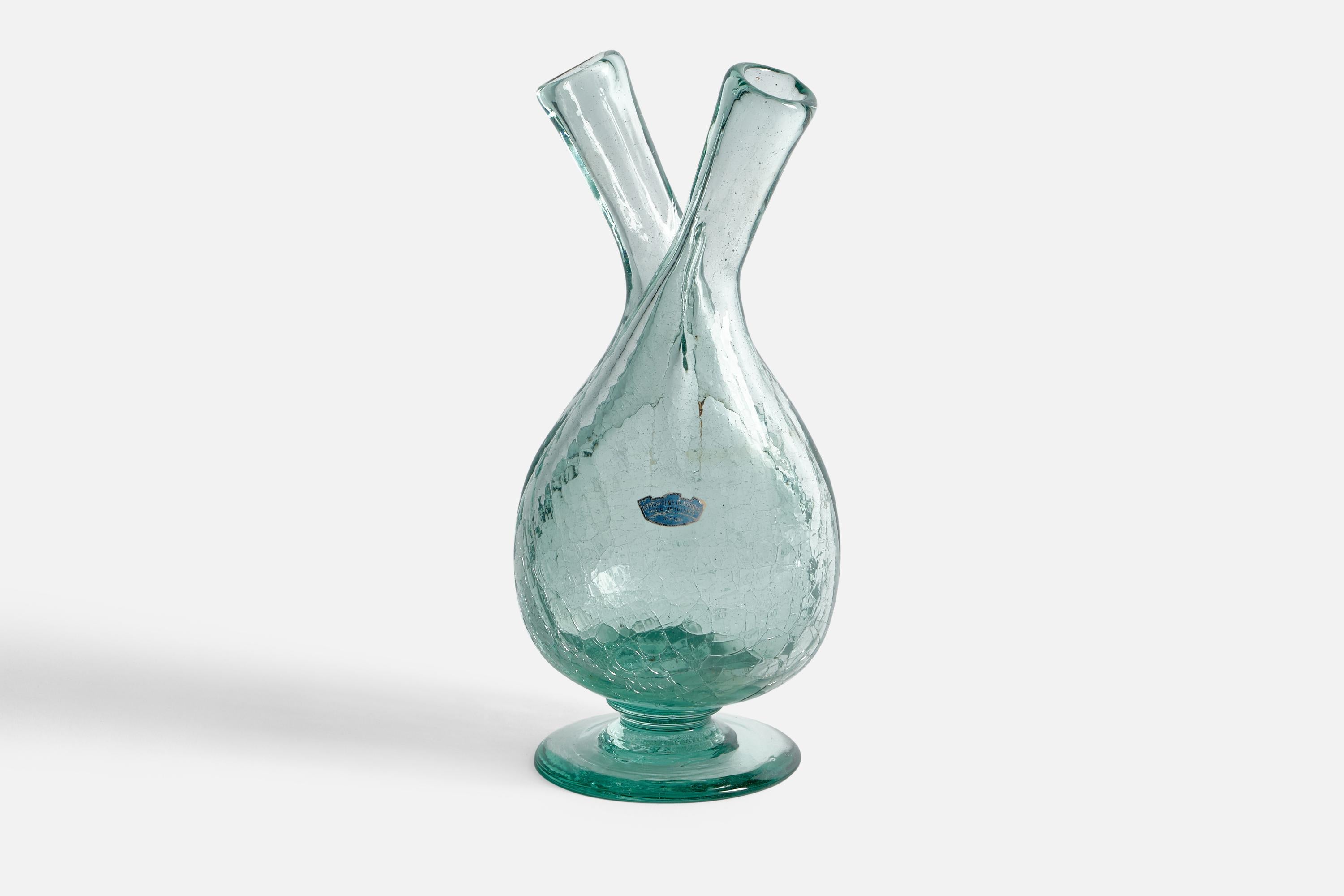 A blown glass bottle designed by Ture Berglund and produced by Skansens Glasbruk, Sweden, 1940s.