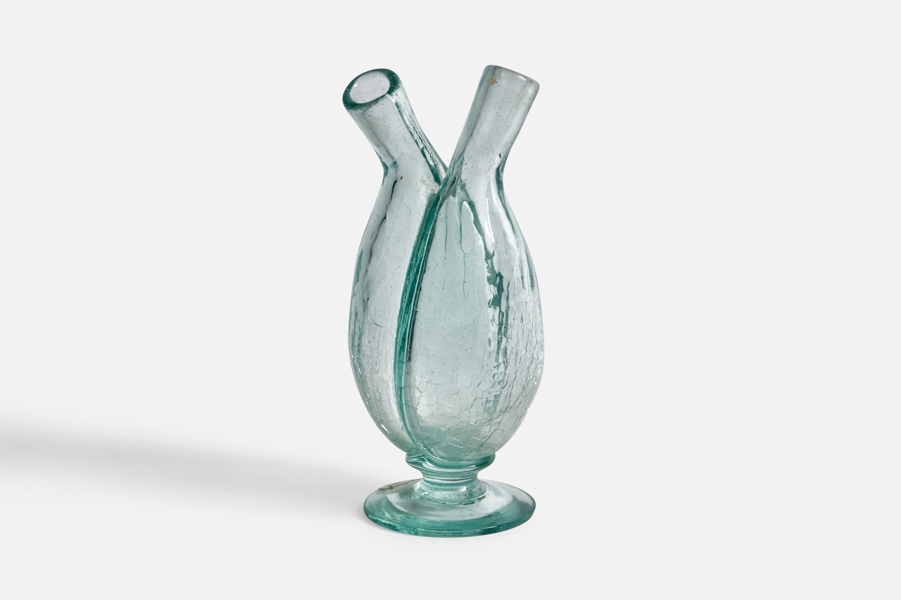 Eine Flasche aus geblasenem Glas, entworfen von Ture Berglund und hergestellt von Skansens Glasbruk, Schweden, 1940er Jahre.