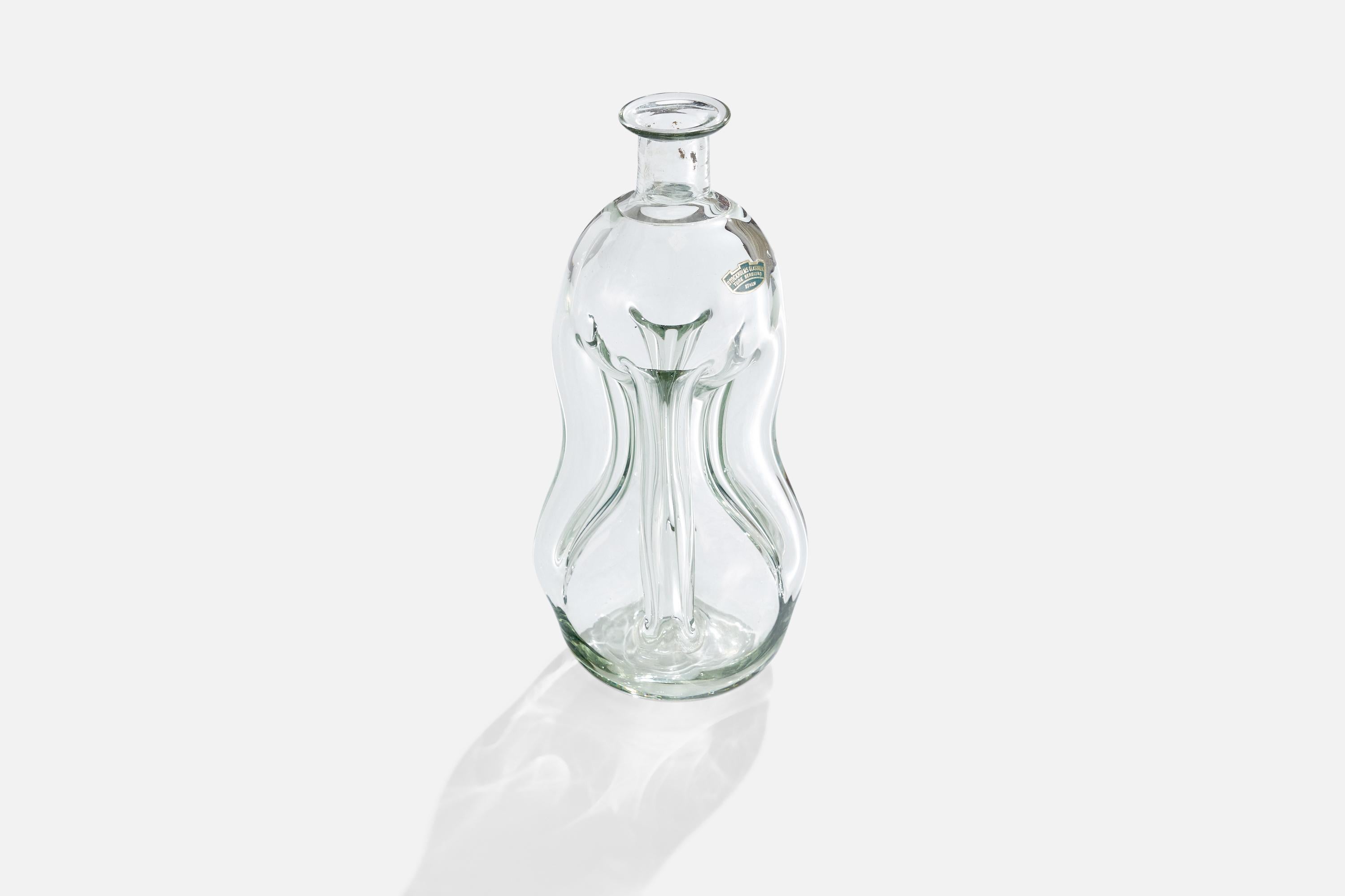 Scandinavian Modern Ture Berglund, Bottle, Glass, Sweden, 1940s For Sale