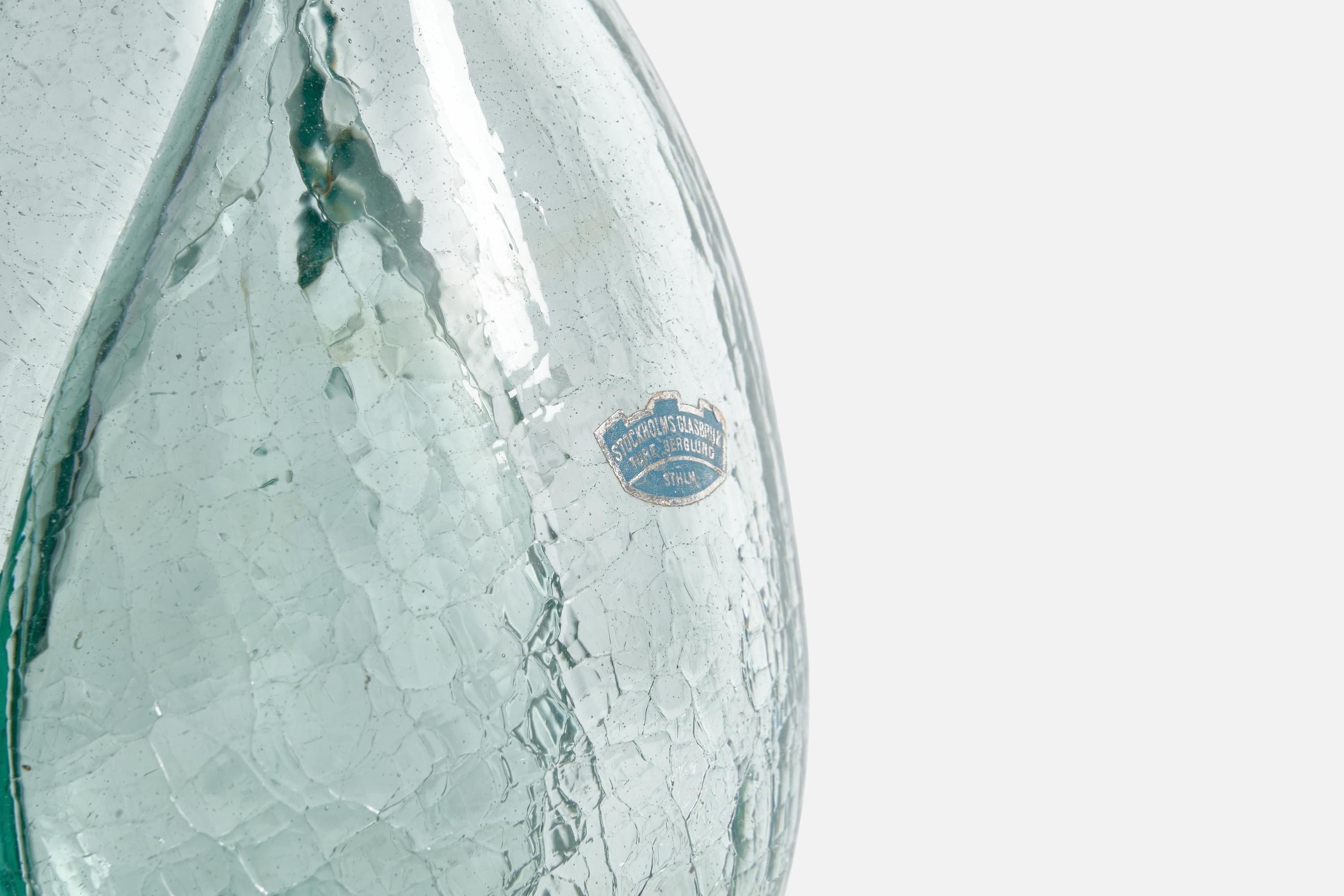 Swedish Ture Berglund, Bottle, Glass, Sweden, 1940s For Sale