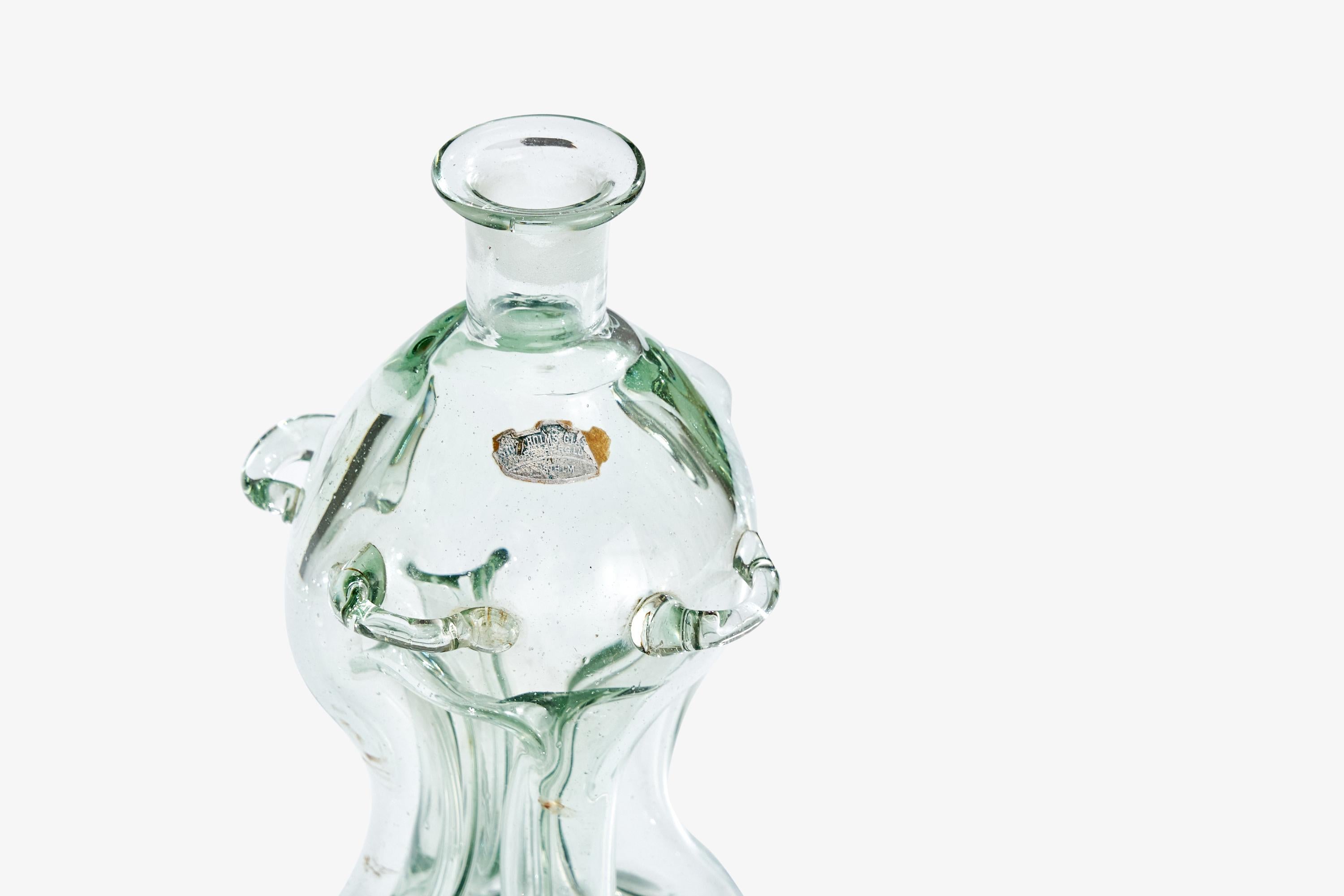 Swedish Ture Berglund, Bottle, Glass, Sweden, 1940s For Sale