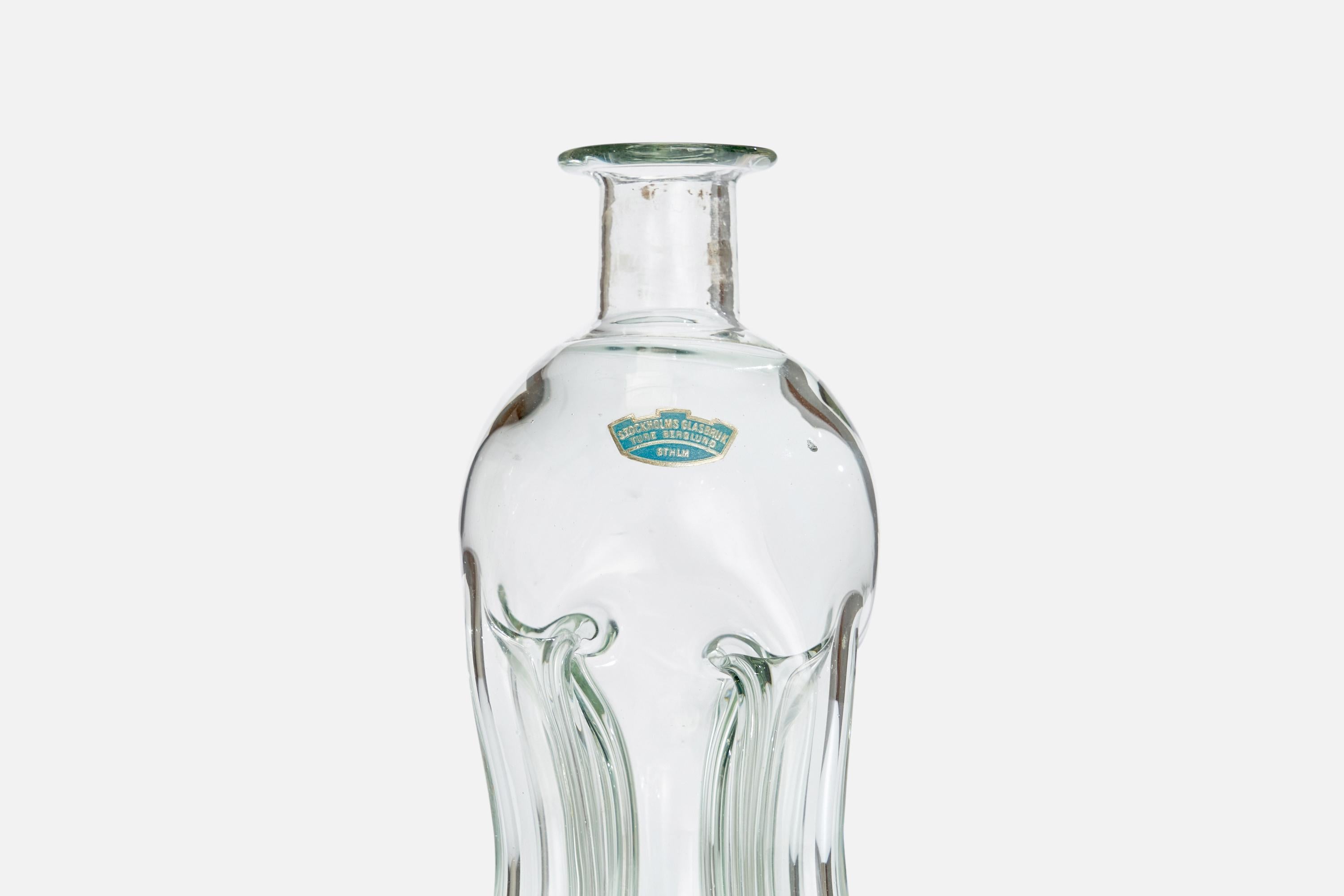 Mid-20th Century Ture Berglund, Bottle, Glass, Sweden, 1940s For Sale