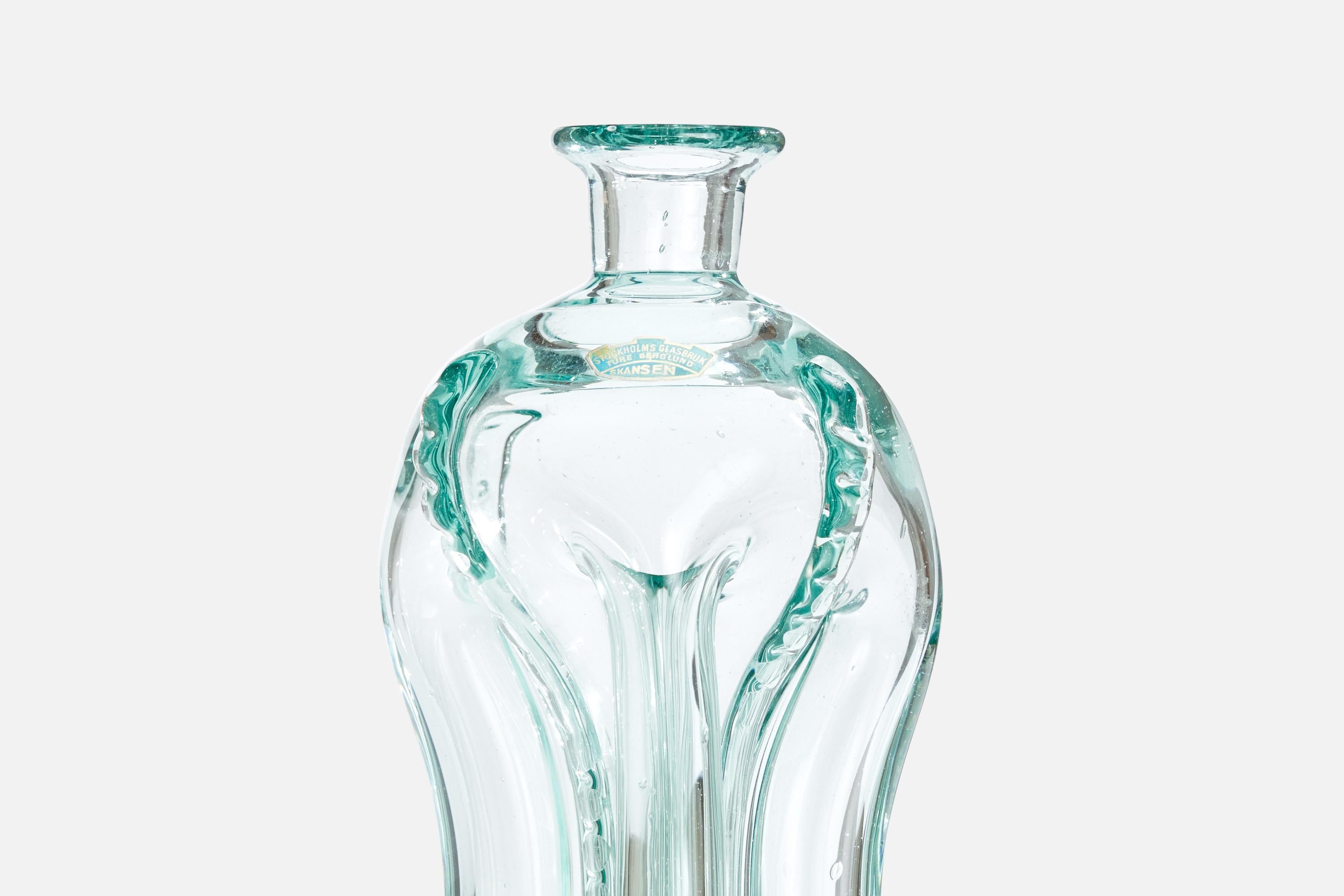 Ture Berglund, Flasche, Glas, Schweden, 1940er Jahre im Angebot 1