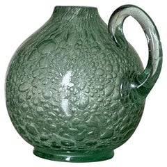 Vintage Ture Berglund Glass Jug Vase With Handle, Sweden