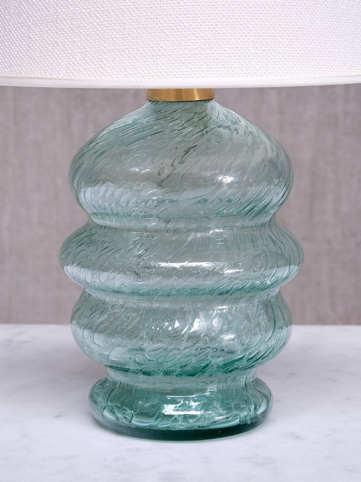 Ture Berglund Tischlampe aus grünem Glas, Skansens Glasbruk Stockholm, Schweden, 1940er Jahre im Angebot 3