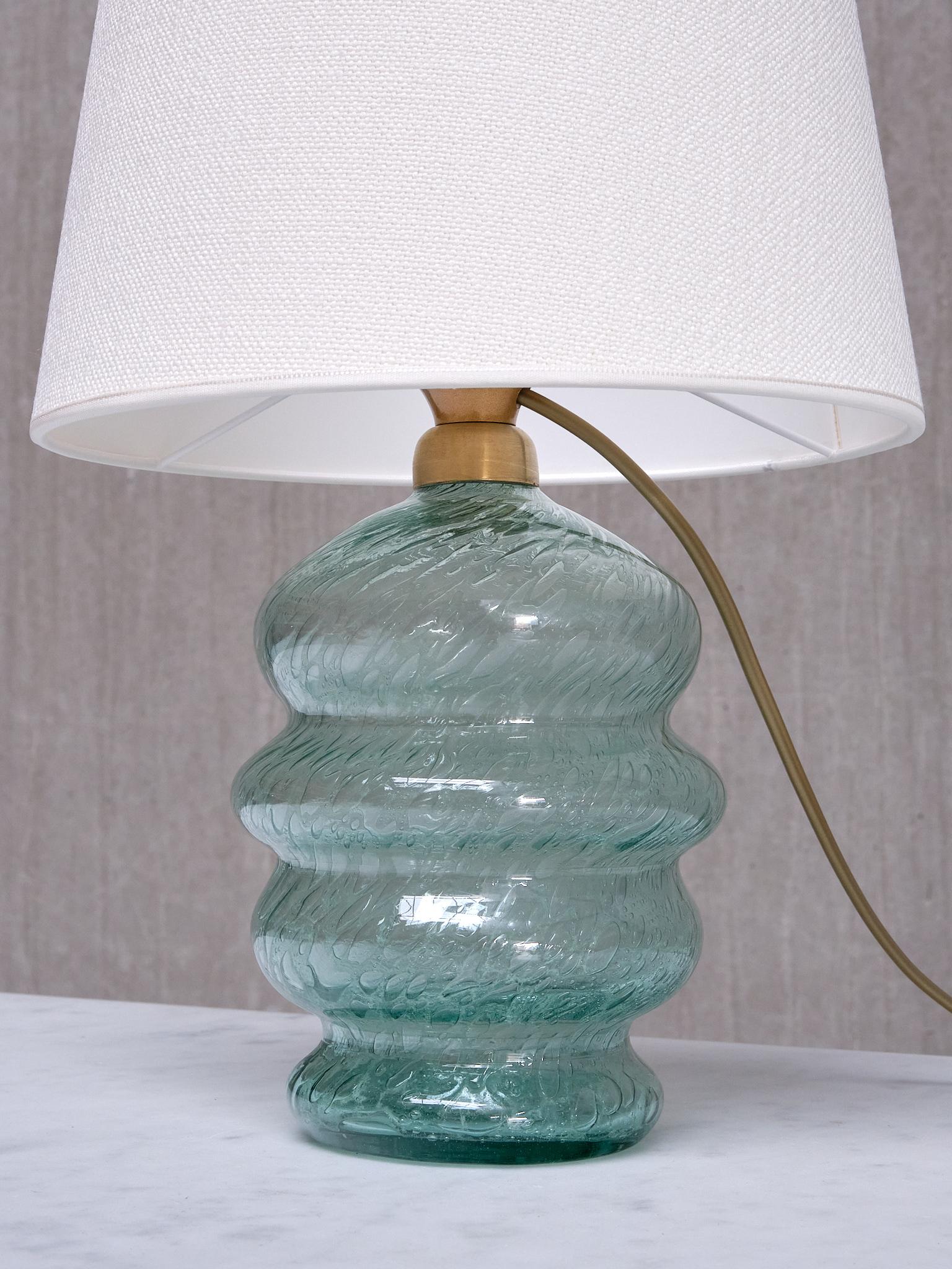 Ture Berglund Tischlampe aus grünem Glas, Skansens Glasbruk Stockholm, Schweden, 1940er Jahre im Angebot 4
