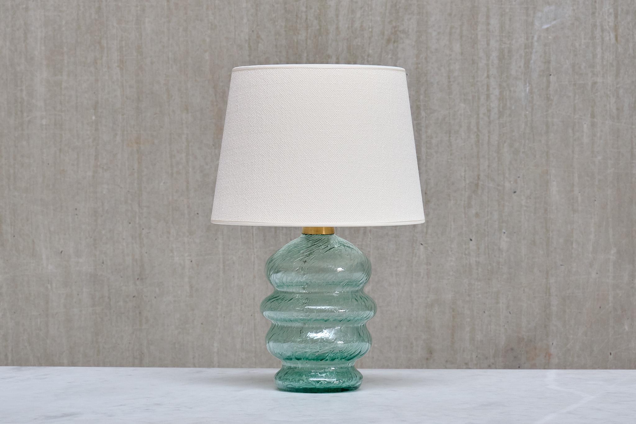 Ture Berglund Tischlampe aus grünem Glas, Skansens Glasbruk Stockholm, Schweden, 1940er Jahre im Angebot 5