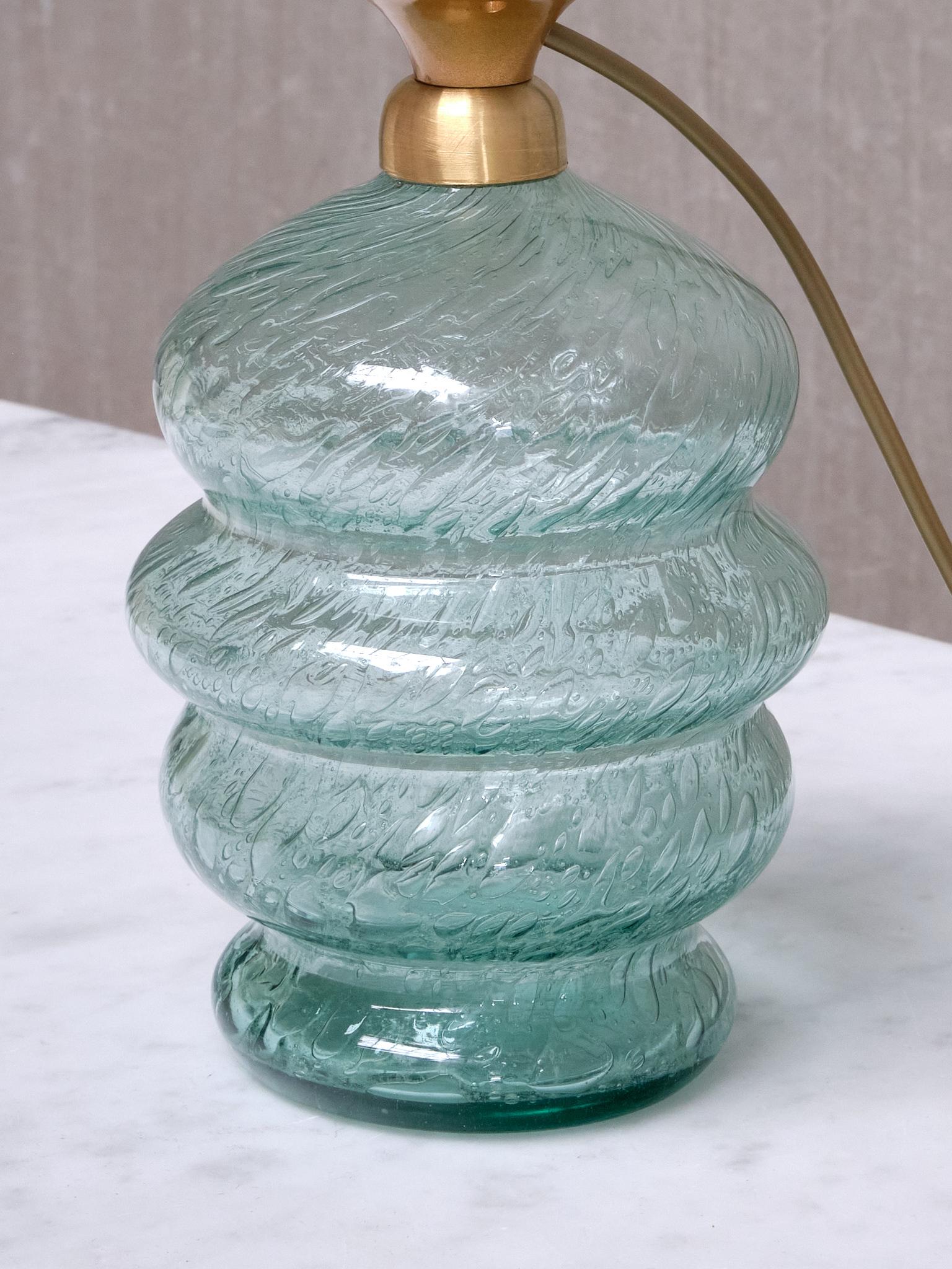 Ture Berglund Tischlampe aus grünem Glas, Skansens Glasbruk Stockholm, Schweden, 1940er Jahre (Schwedisch) im Angebot