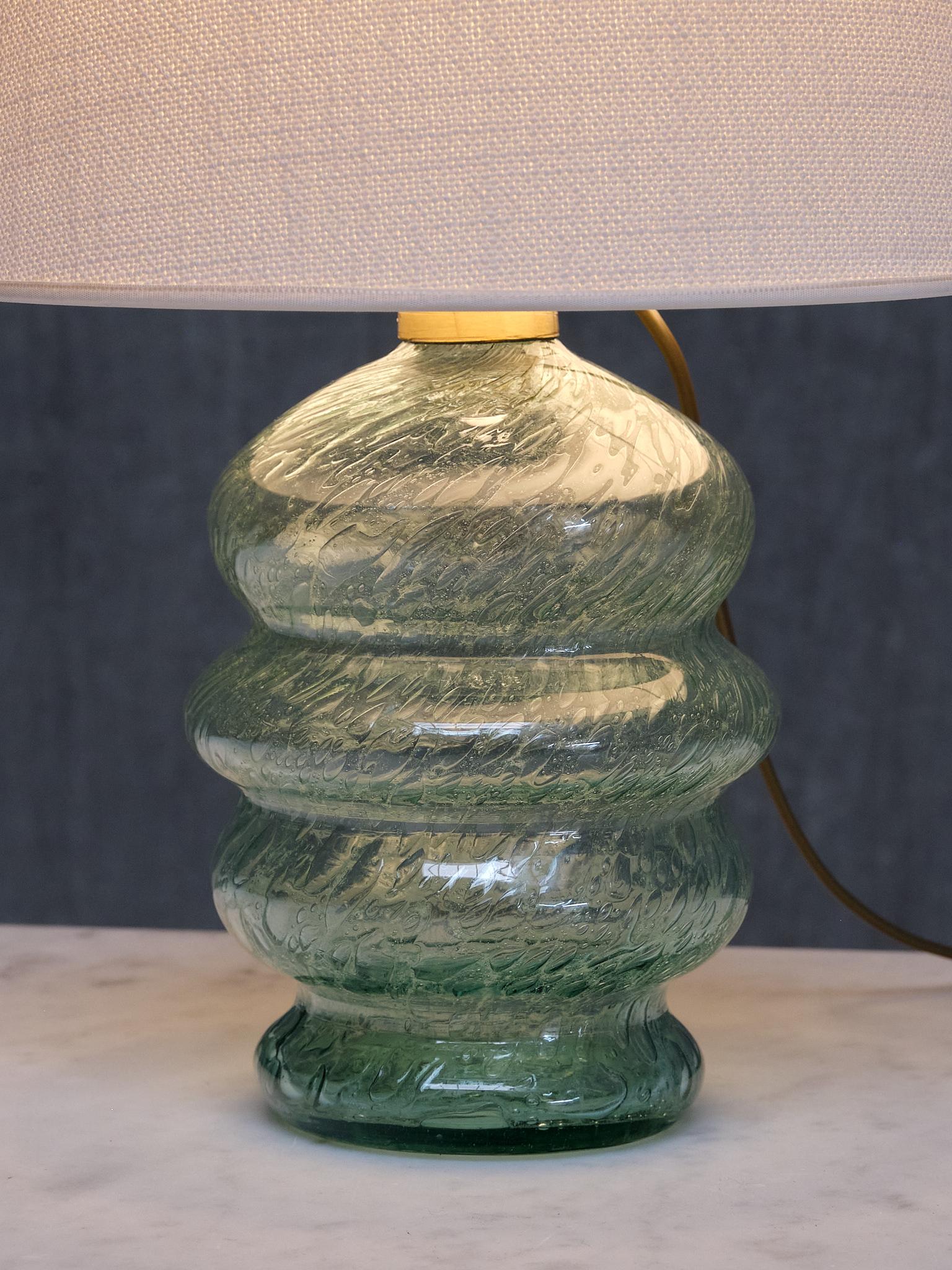 Ture Berglund Tischlampe aus grünem Glas, Skansens Glasbruk Stockholm, Schweden, 1940er Jahre im Angebot 2