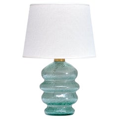 Ture Berglund Tischlampe aus gr�ünem Glas, Skansens Glasbruk Stockholm, Schweden, 1940er Jahre