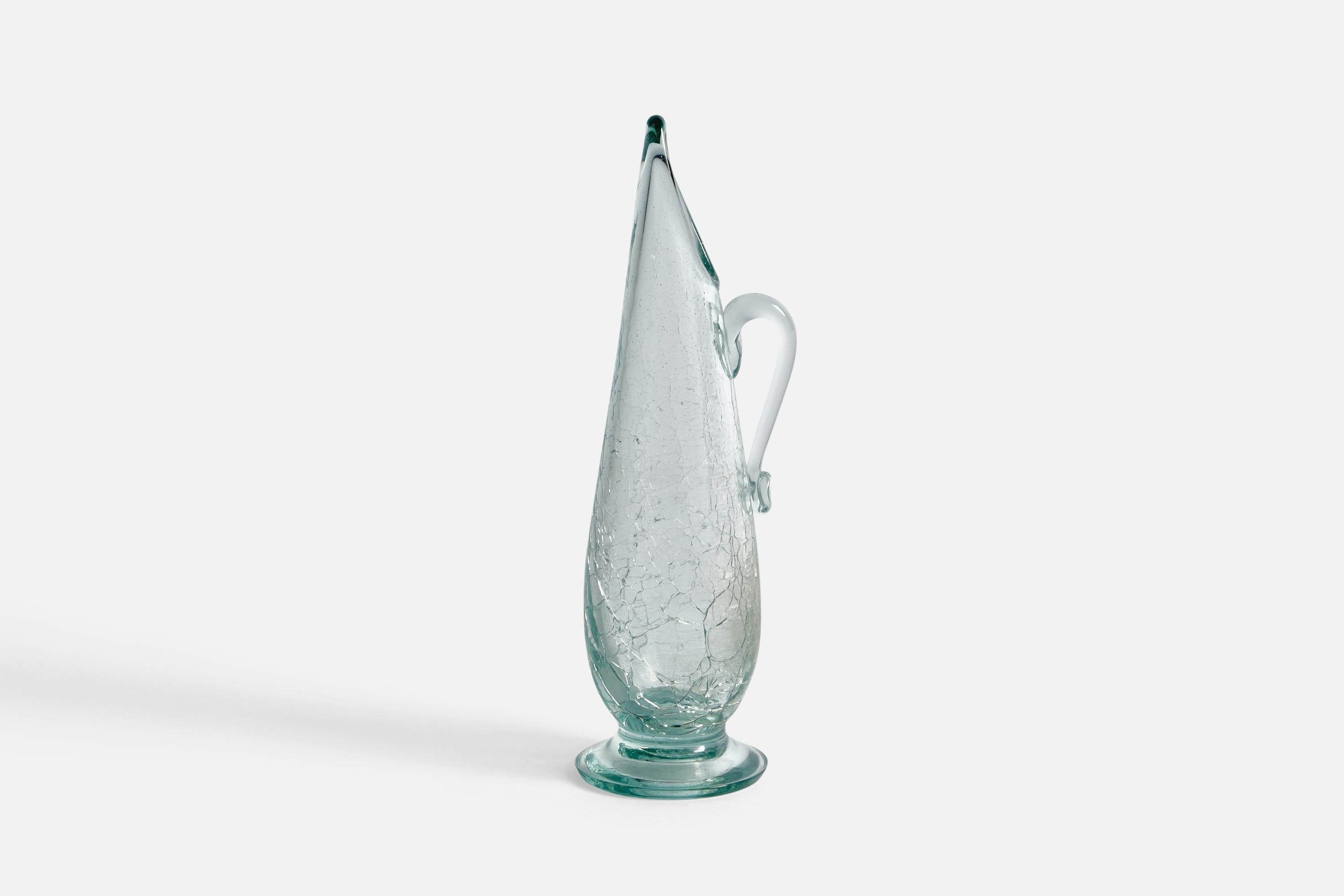 A small blown glass pitcher designed by Ture Berglund and produced by Skansens Glasbruk, Sweden, 1940s.