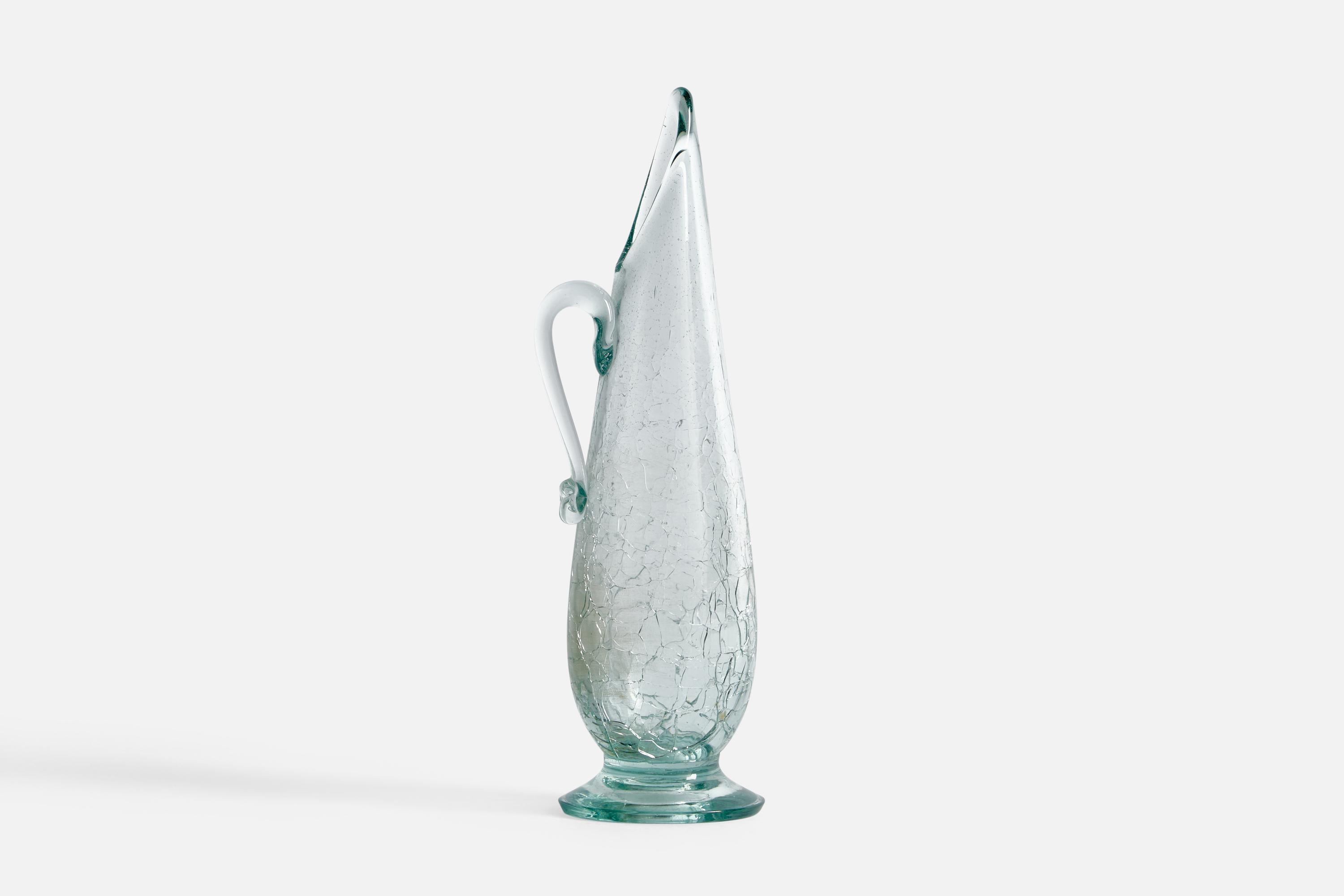 Swedish Ture Berglund, Small Pitcher, Glass, Sweden, 1940s For Sale