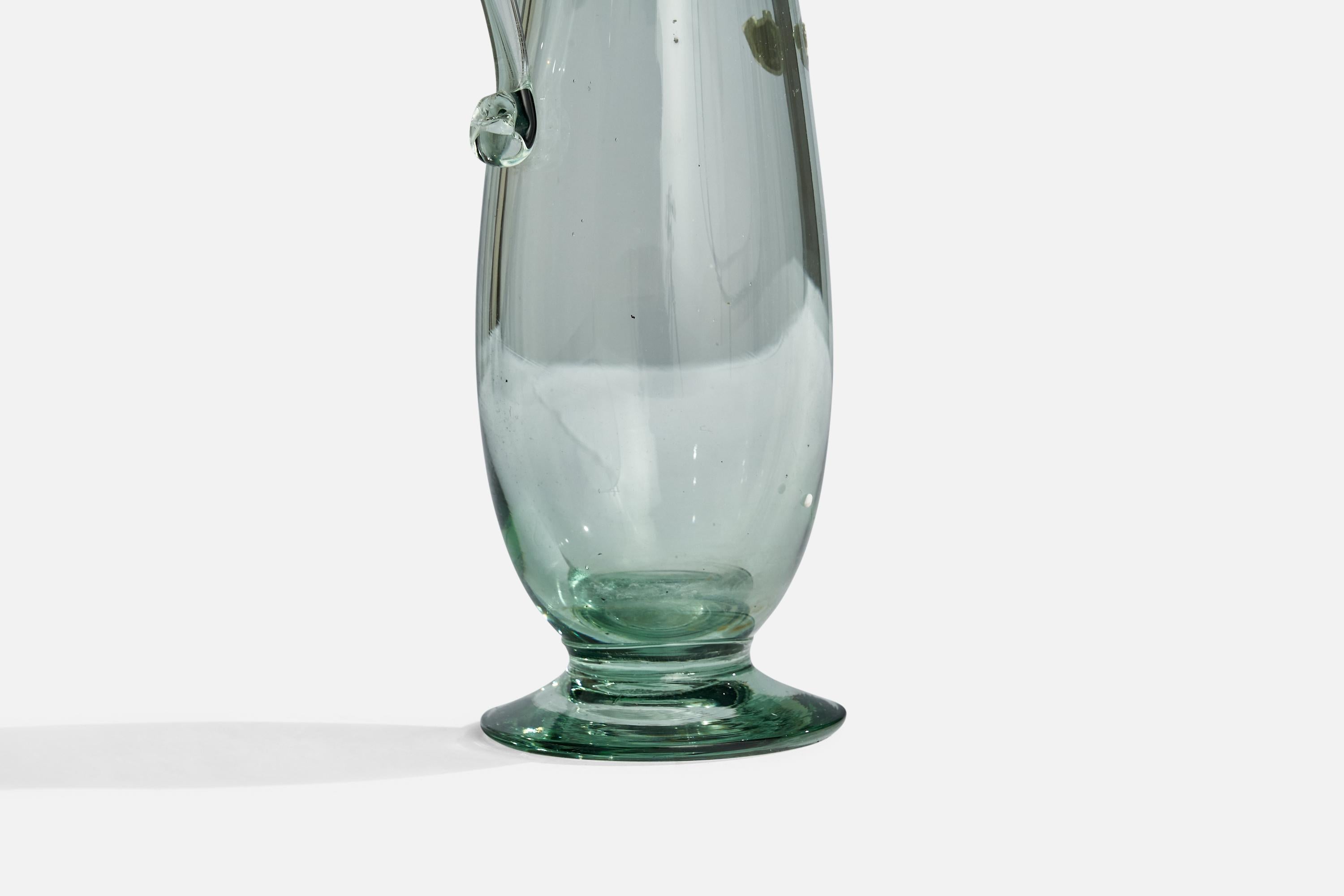 Ture Berglund, Small Pitcher, Glass, Sweden, 1940s For Sale 1